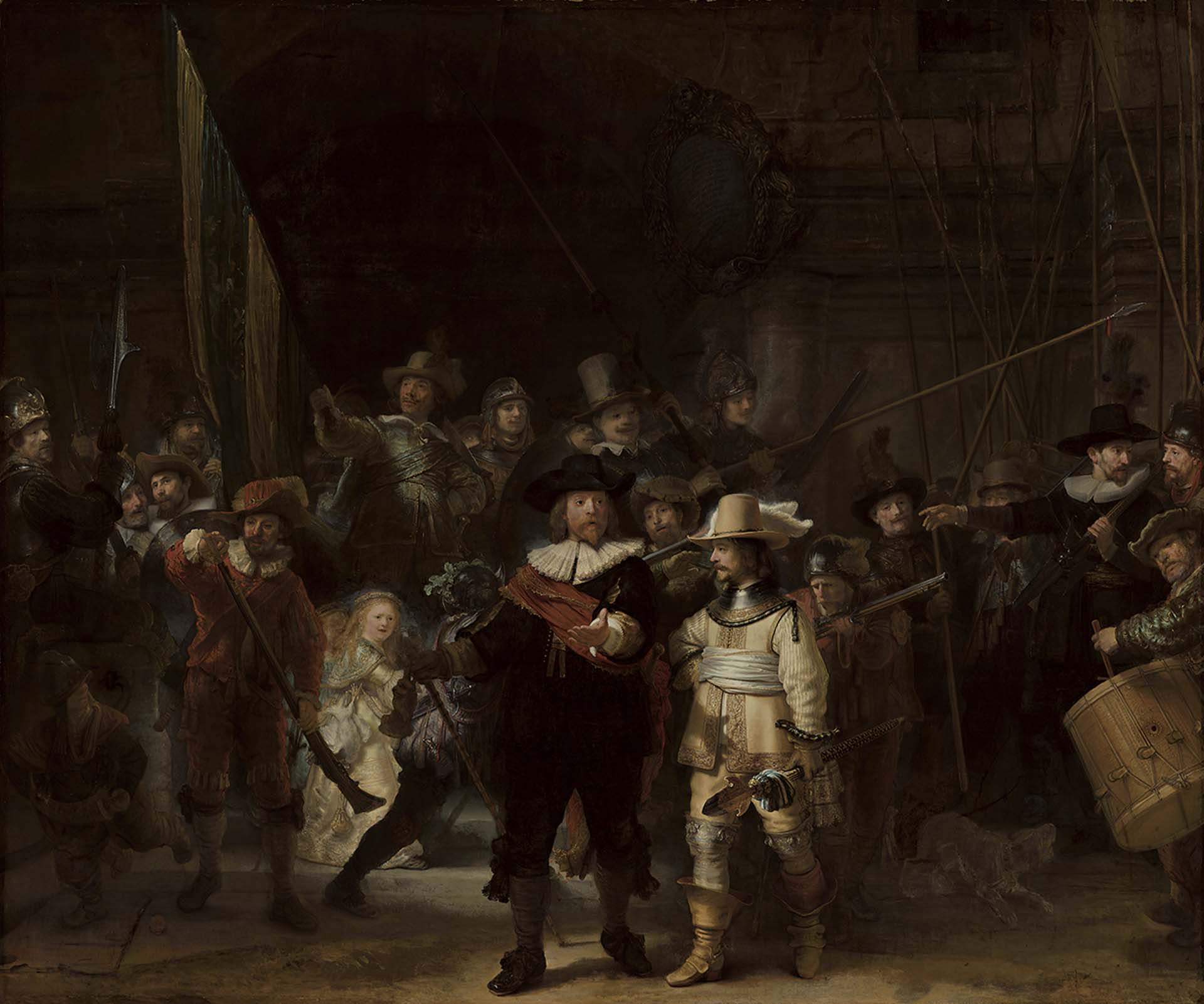 荷蘭國家博物館（Rijksmuseum）曾在館內公開林布蘭（Rembrandt van Rijn）畫作《夜巡》（The Night Watch）的科學檢測作業與修復過程。