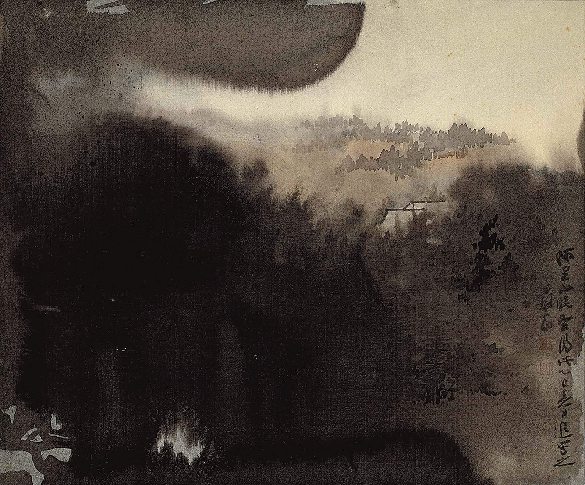 圖5 張大千〈阿里山眺望〉，紙本彩墨，37.5×45公分，國立歷史博物館藏。
