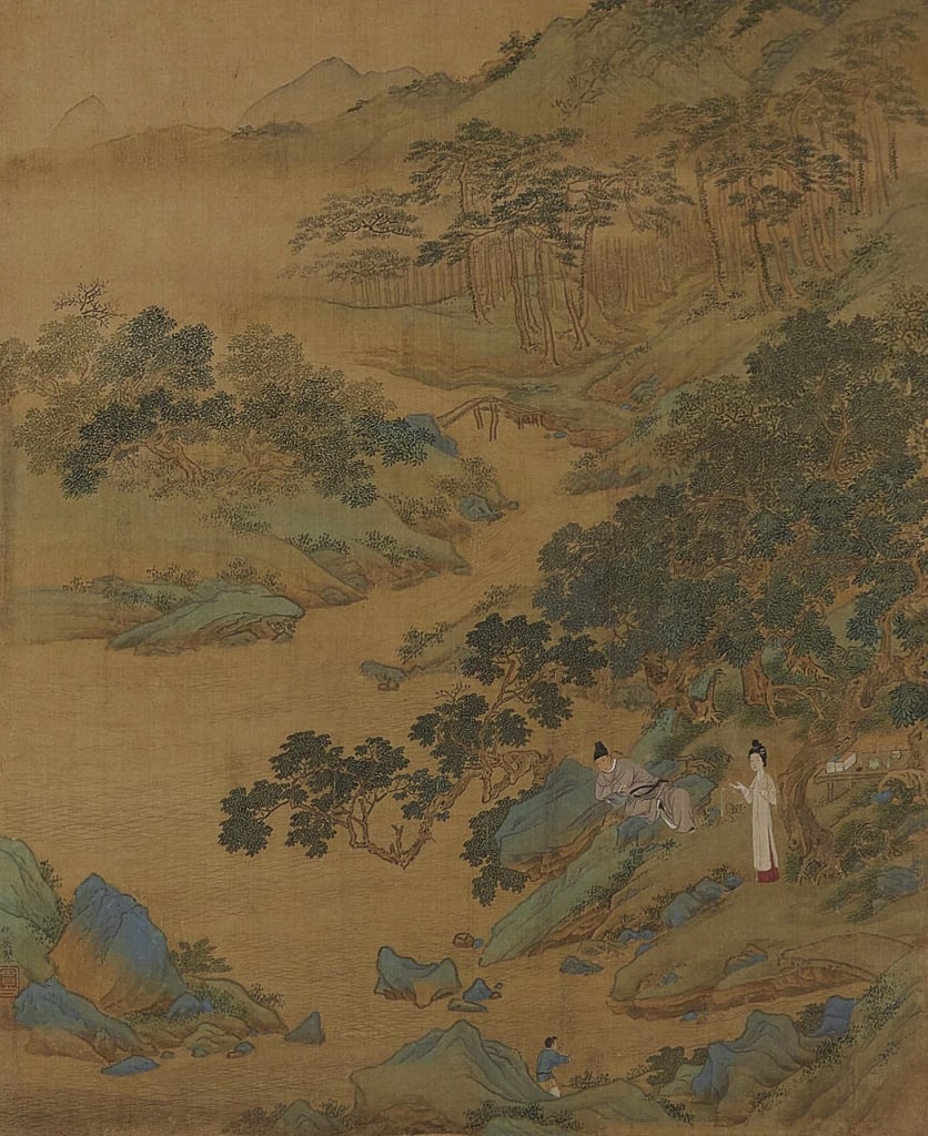 圖8 明 仇英《人物故事圖冊》之一開，絹本設色，41.1×33.8公分，北京故宮博物院藏。©北京故宮博物院