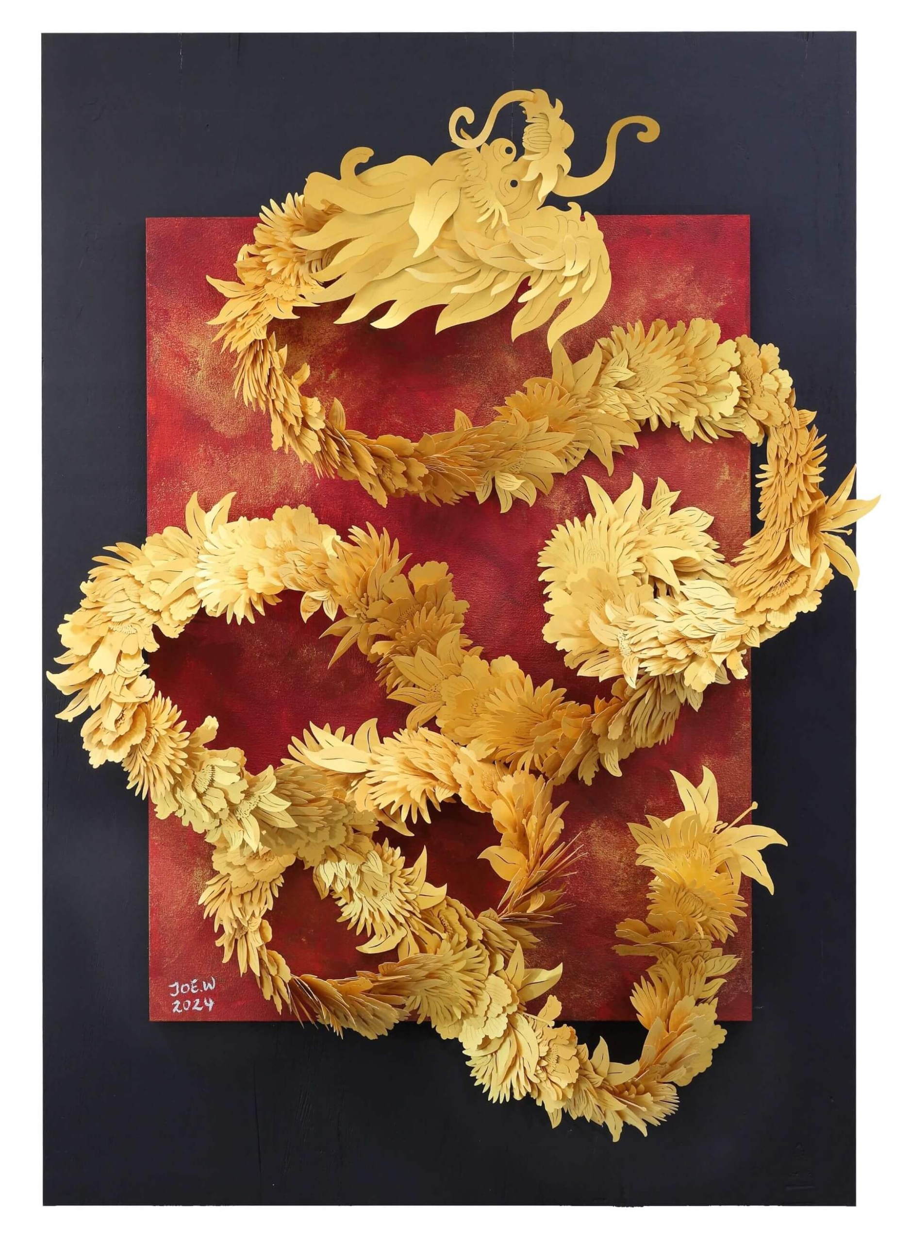 〈百花龍 3〉，黃文翰，2024，120 x 80 cm，Paper Cut Art。（WHATZ國際當代藝術博覽會提供）