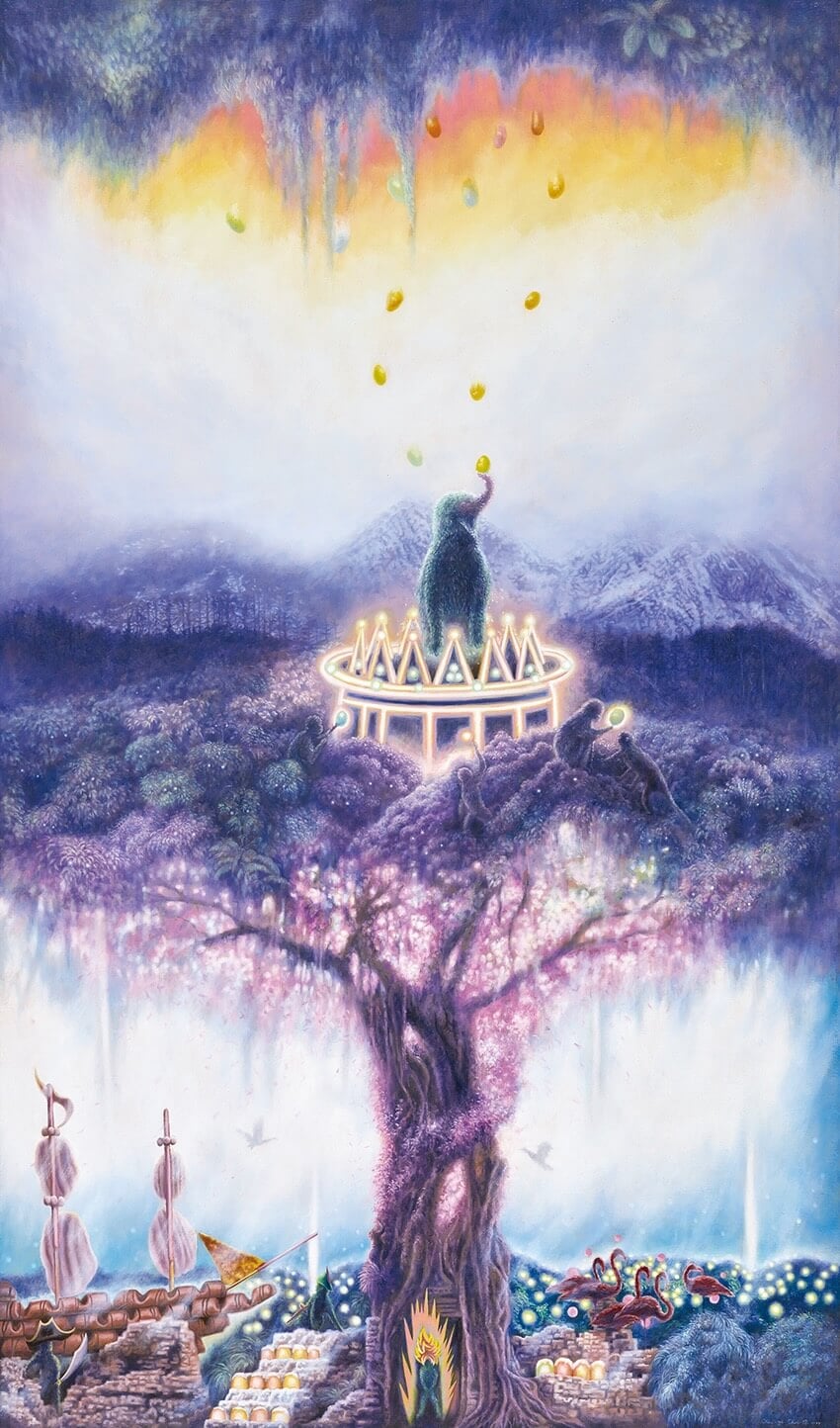 邱奕辰（Chiu Yi-Chen），《榮耀的冠冕》127×75cm，油畫，2024。（雷相畫廊提供）