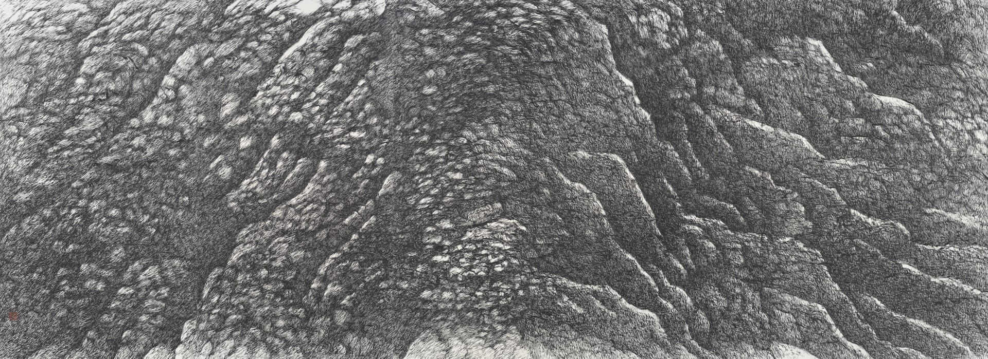 李茂成，《觸-2022011001》，2022，水墨、紙本，142×78cm×5pcs。（赤粒藝術提供）