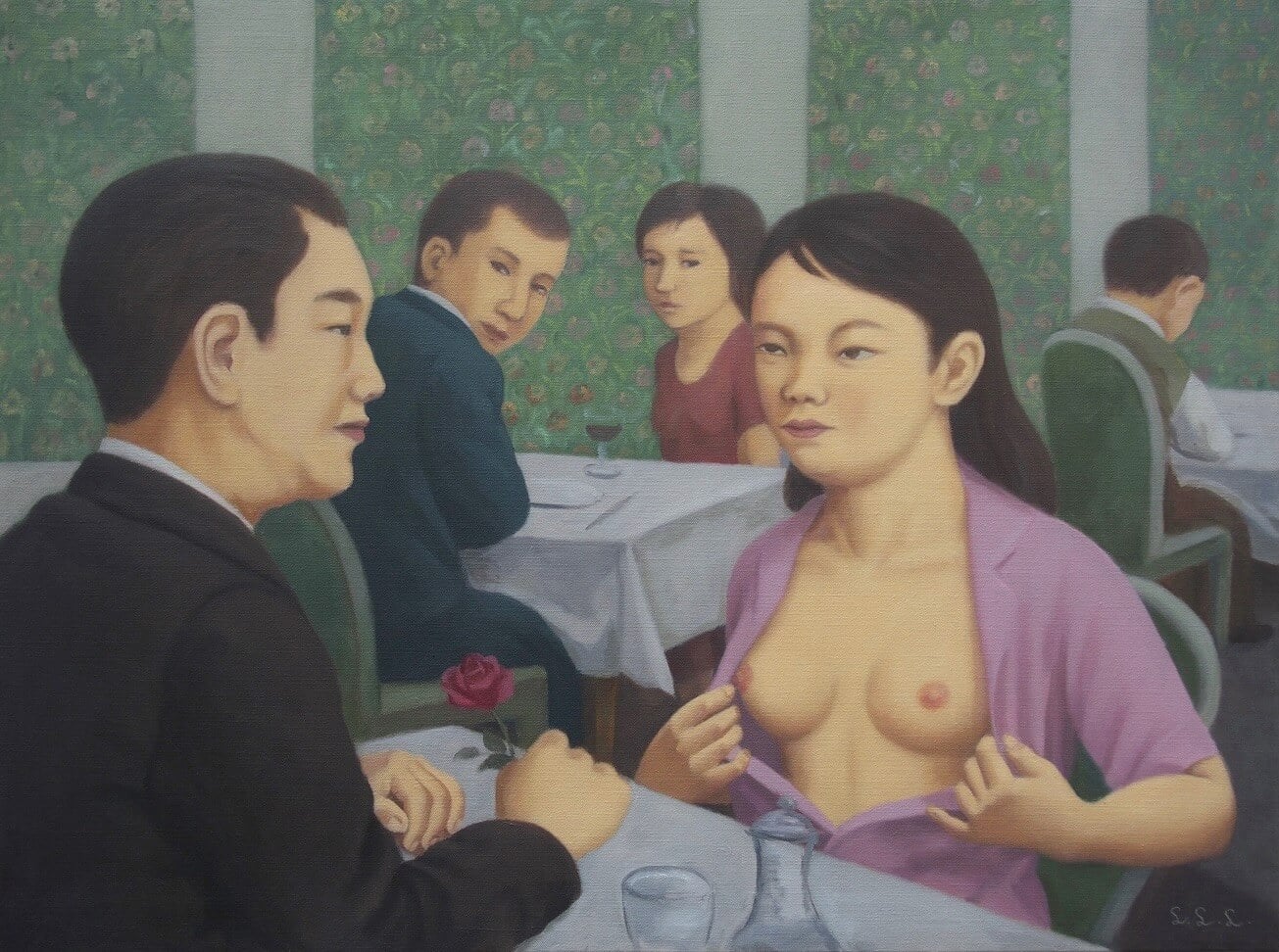 林麗玲，《愛的承諾》，布上油畫，130×97cm，2024。（敦煌藝術中心提供）