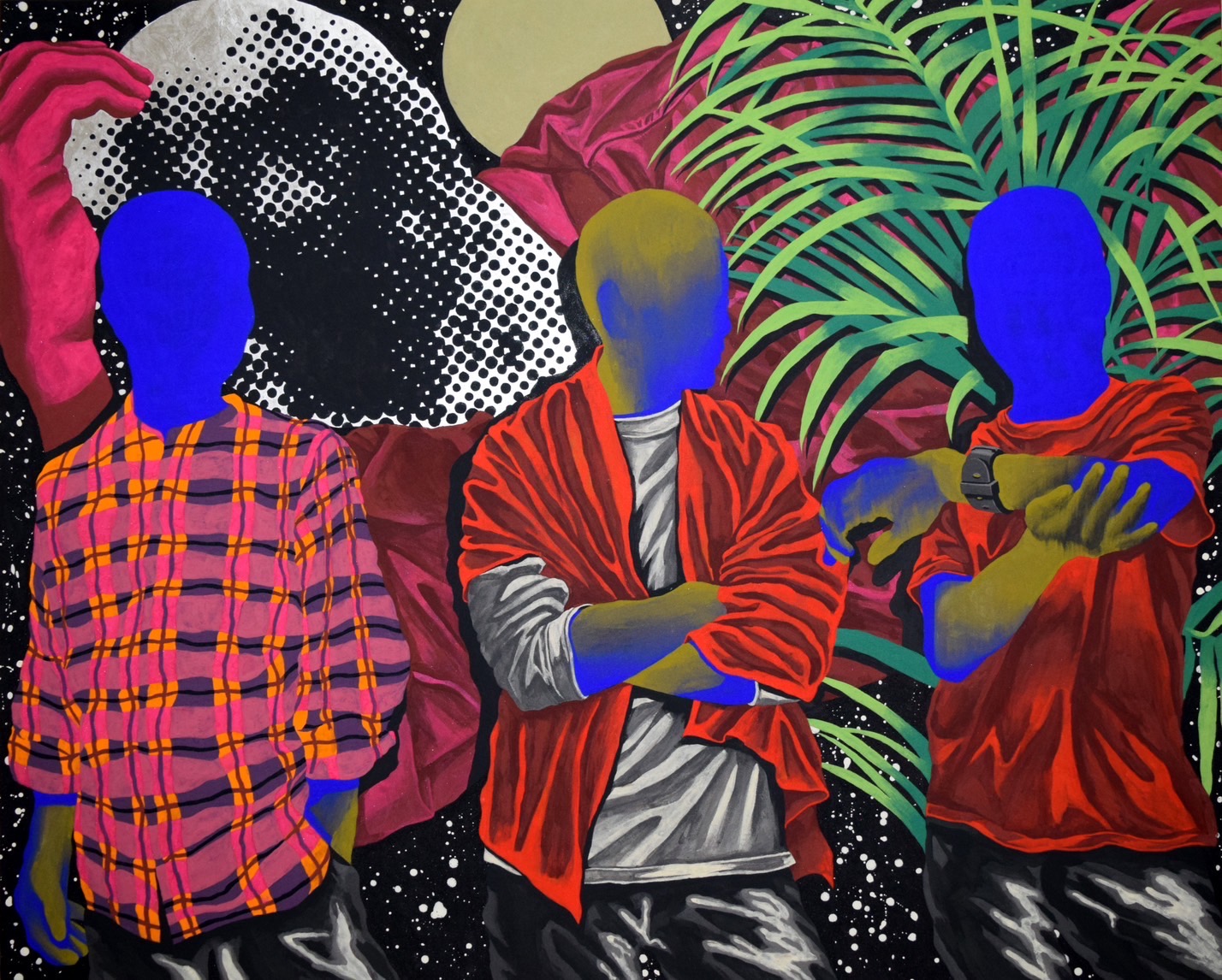 小瀨真由子，《Digital Signage》，2024，&nbsp;Material Mineral pigment, metal powder on Japanese paper，130.3×162cm。（伊日藝術計畫提供）