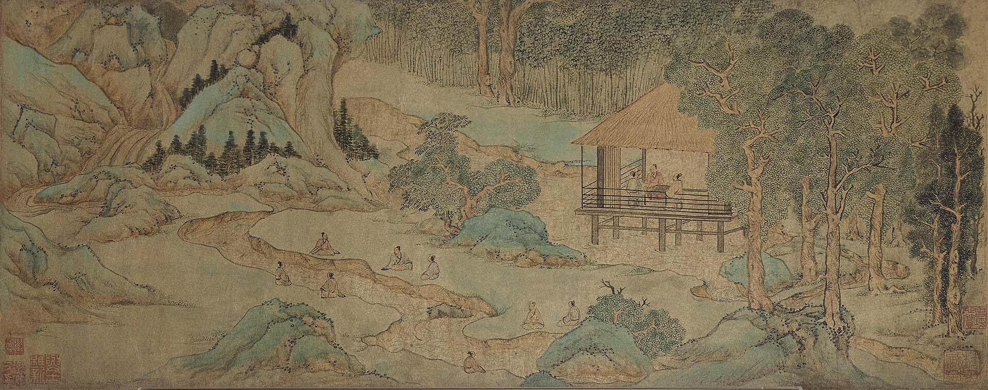 圖6 明 文徵明〈蘭亭修禊圖〉，金箋設色，60.1×24.2公分，北京故宮博物院藏。©香港故宮文化博物館
