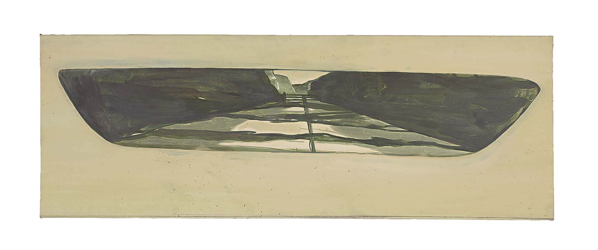 呂克．圖伊曼斯，《後視鏡》，布面油彩，68×190 cm，1986。（呂克．圖伊曼斯工作室提供及拍攝）