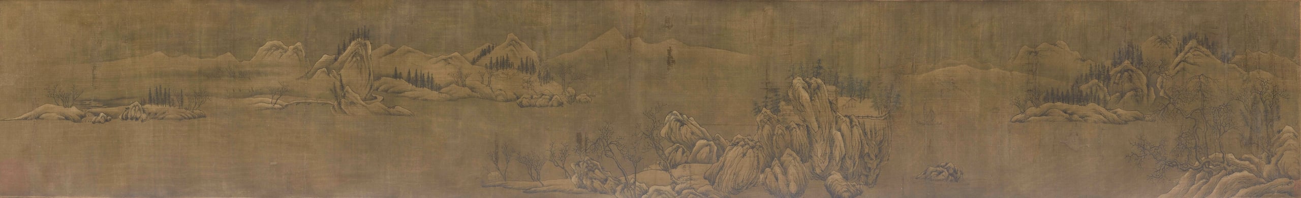 圖1 （傳）王維〈江山雪霽圖〉，絹本水墨淡彩，28.5×171.5公分，私人收藏。