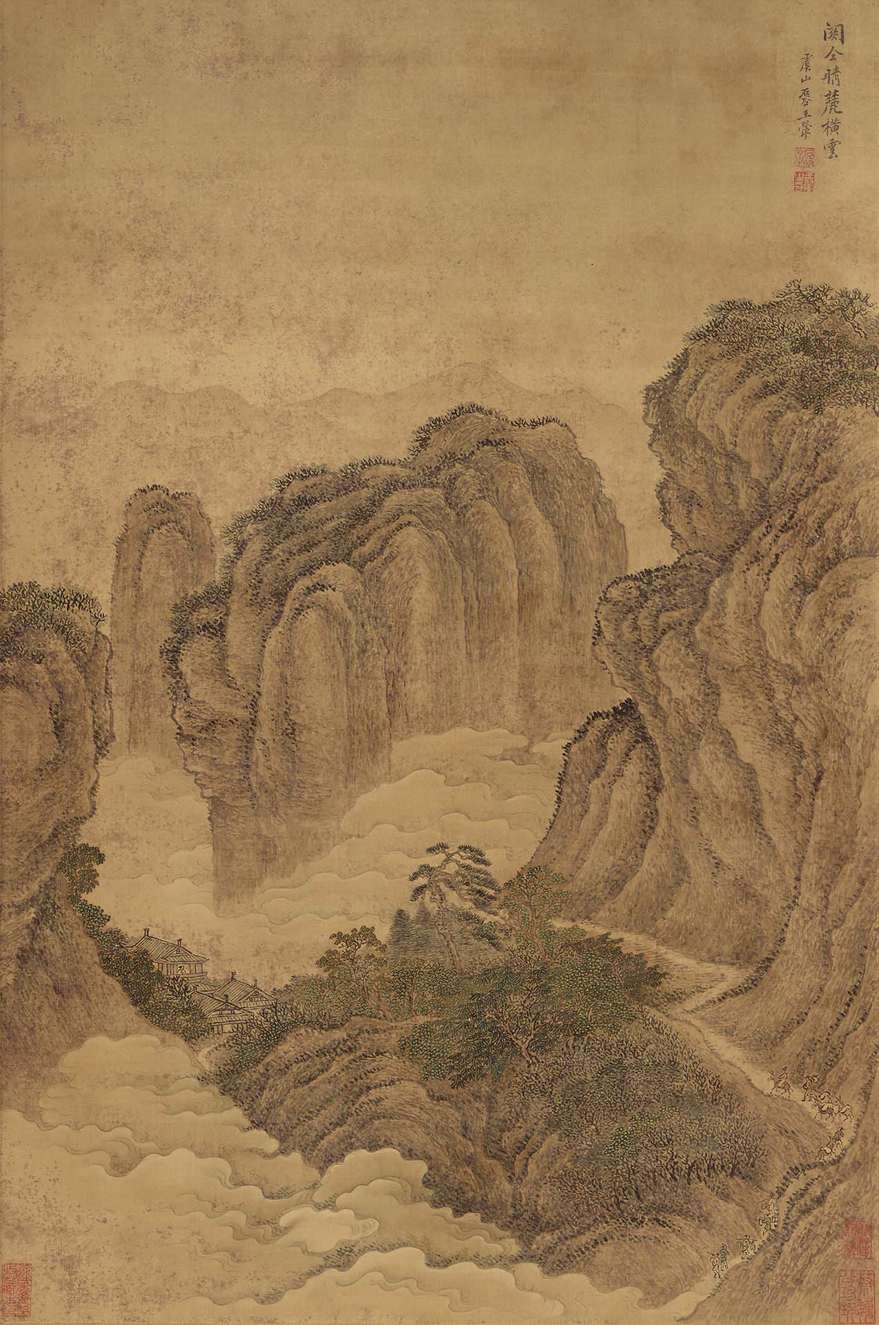 圖7 清 王翬〈倣關仝晴麓橫雲圖〉，絹本設色，72.2×48公分，私人收藏。