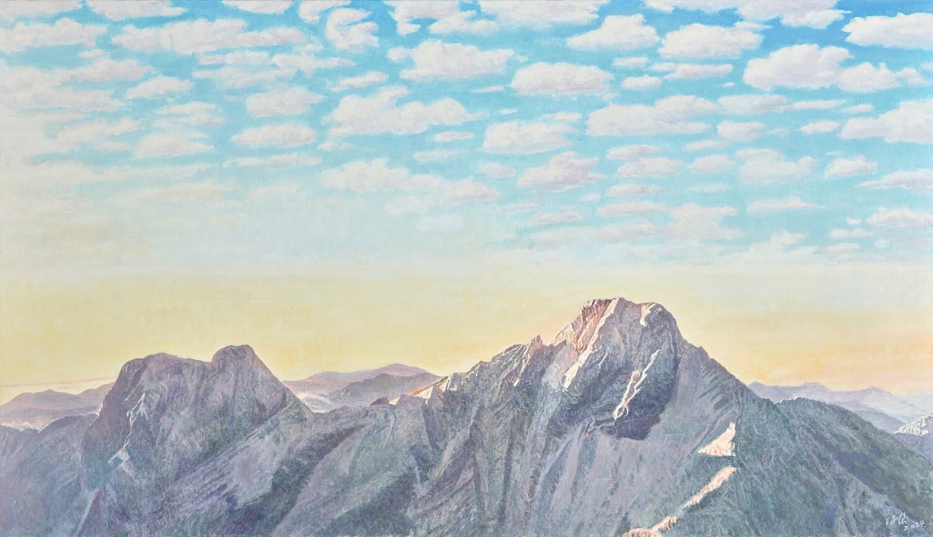 劉得浪，《晨光熹微》，油彩、畫布，92×160cm，2024。（尊彩藝術中心提供）