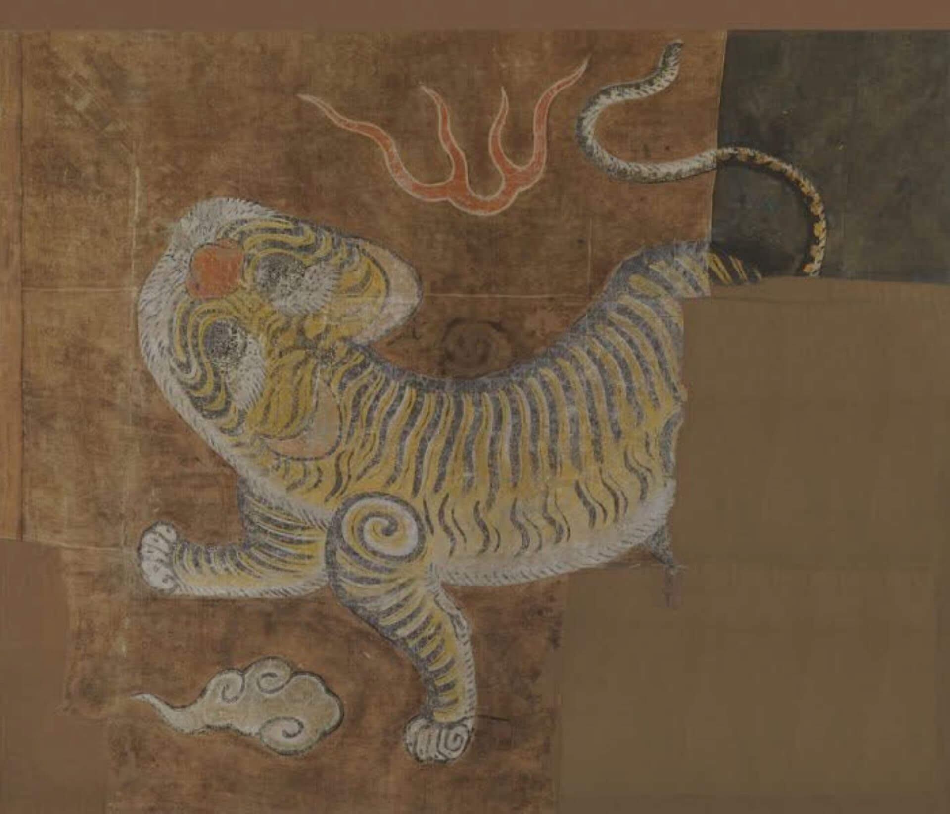 （圖4）高橋雲亭，《藍地黃虎旗摹本》，1909-09，原作原藏於日本皇室，現下落不明，摹本為國立臺灣博物館典藏。