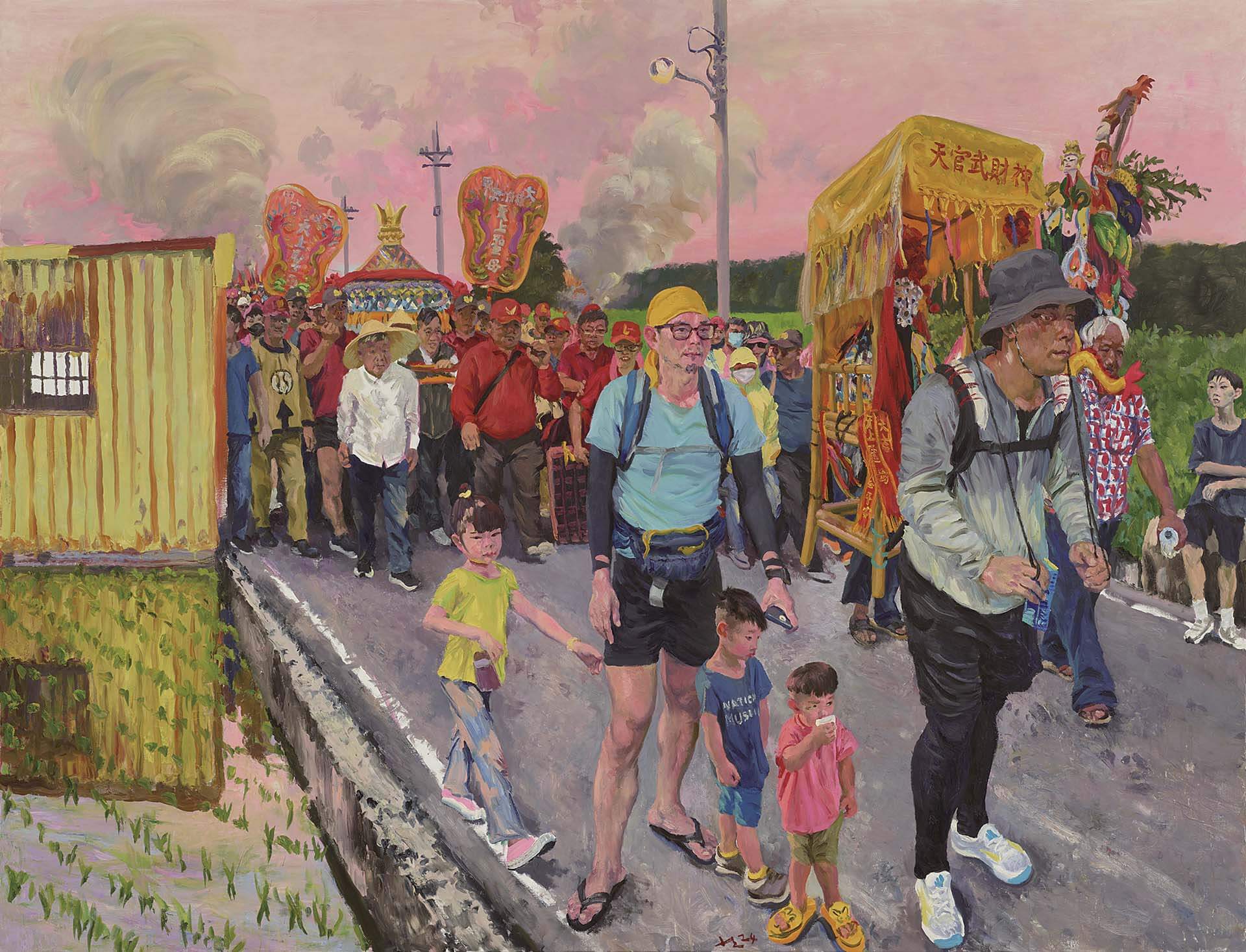 劉小東,《日巡》,油彩、亞麻布,230×300cm,2024。(誠品畫廊提供)
