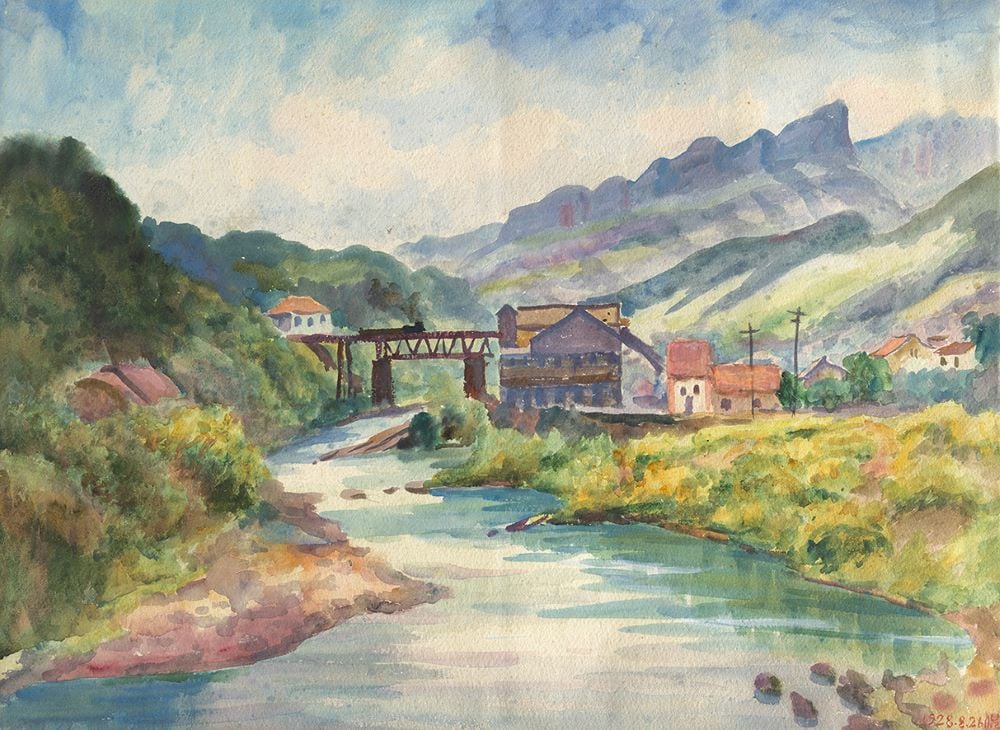 倪蔣懷。《猴硐礦業》 水彩、紙 49 x 66cm 1928。臺北市立美術館典藏。（圖／臺北市立美術館）