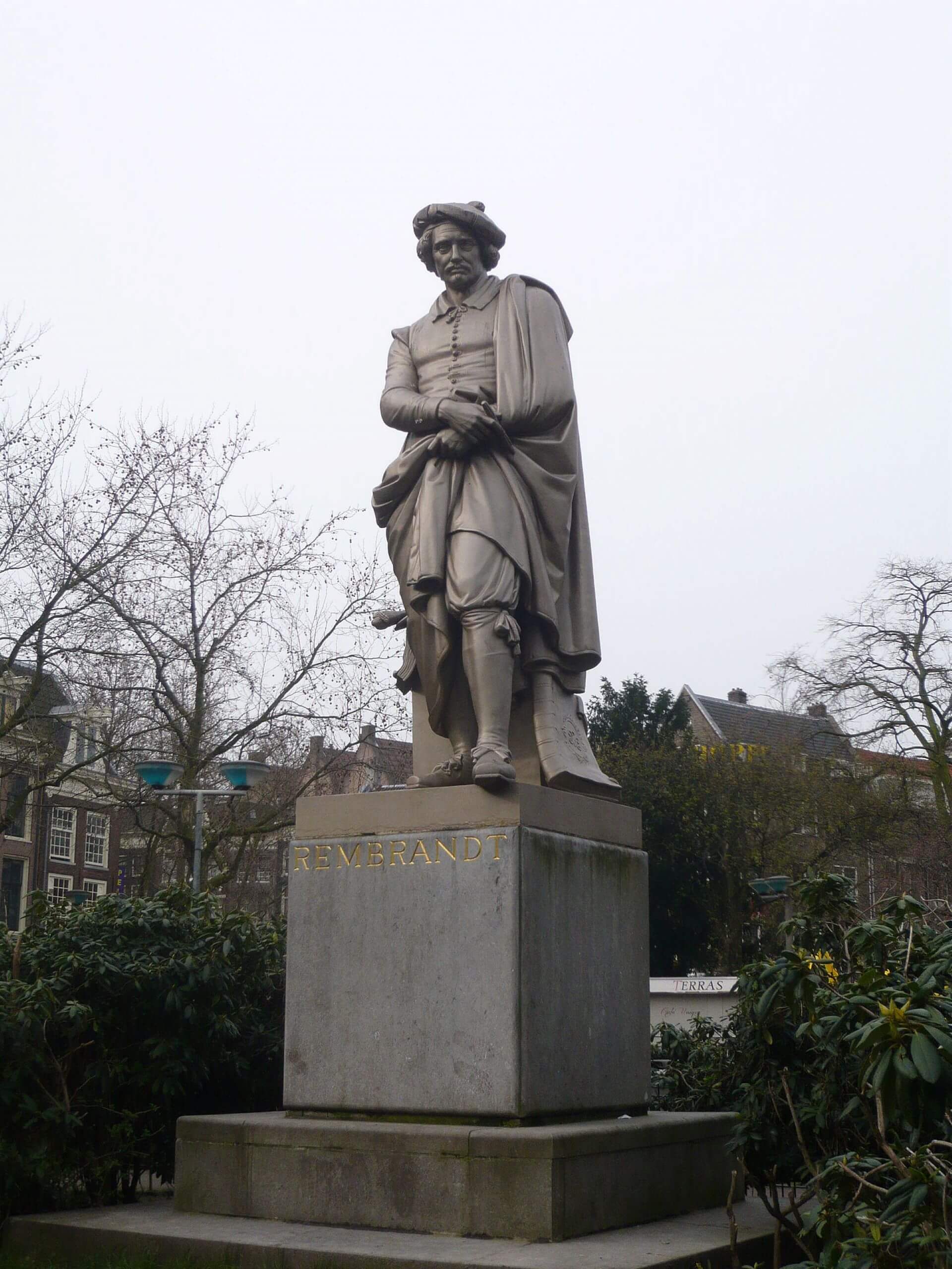 【圖8】1852年,Louis Royer所作林布蘭雕像,位於荷蘭阿姆斯特丹林布蘭廣場(Wikipedia)