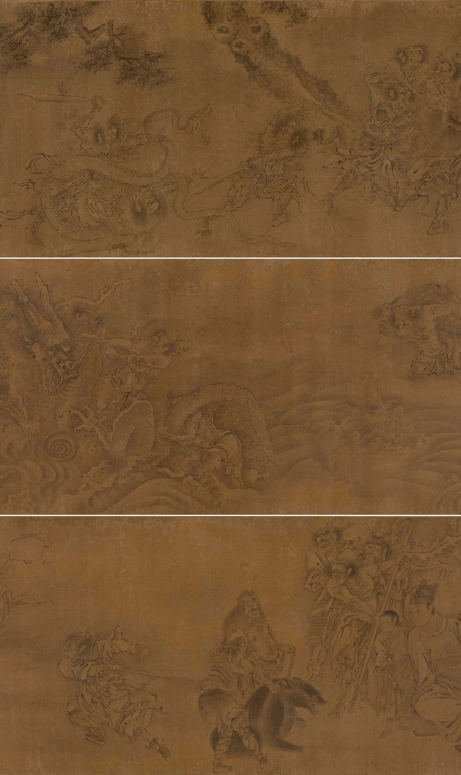 圖4 南宋至元〈搜山圖〉局部，絹本水墨，47.9×9474公分，私人收藏。