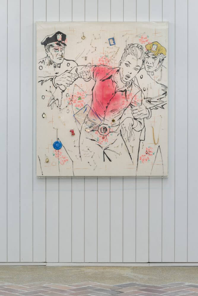 西格瑪．波爾克，《無題（安全拘留）》，1979年，法國土倫藝術博物館收藏，柏林辛克爾館展覽現場。（Photo: Frank Sperling; VG Bild-Kunst, Bonn 2024，圖片來源：Pavillon Schinkel）