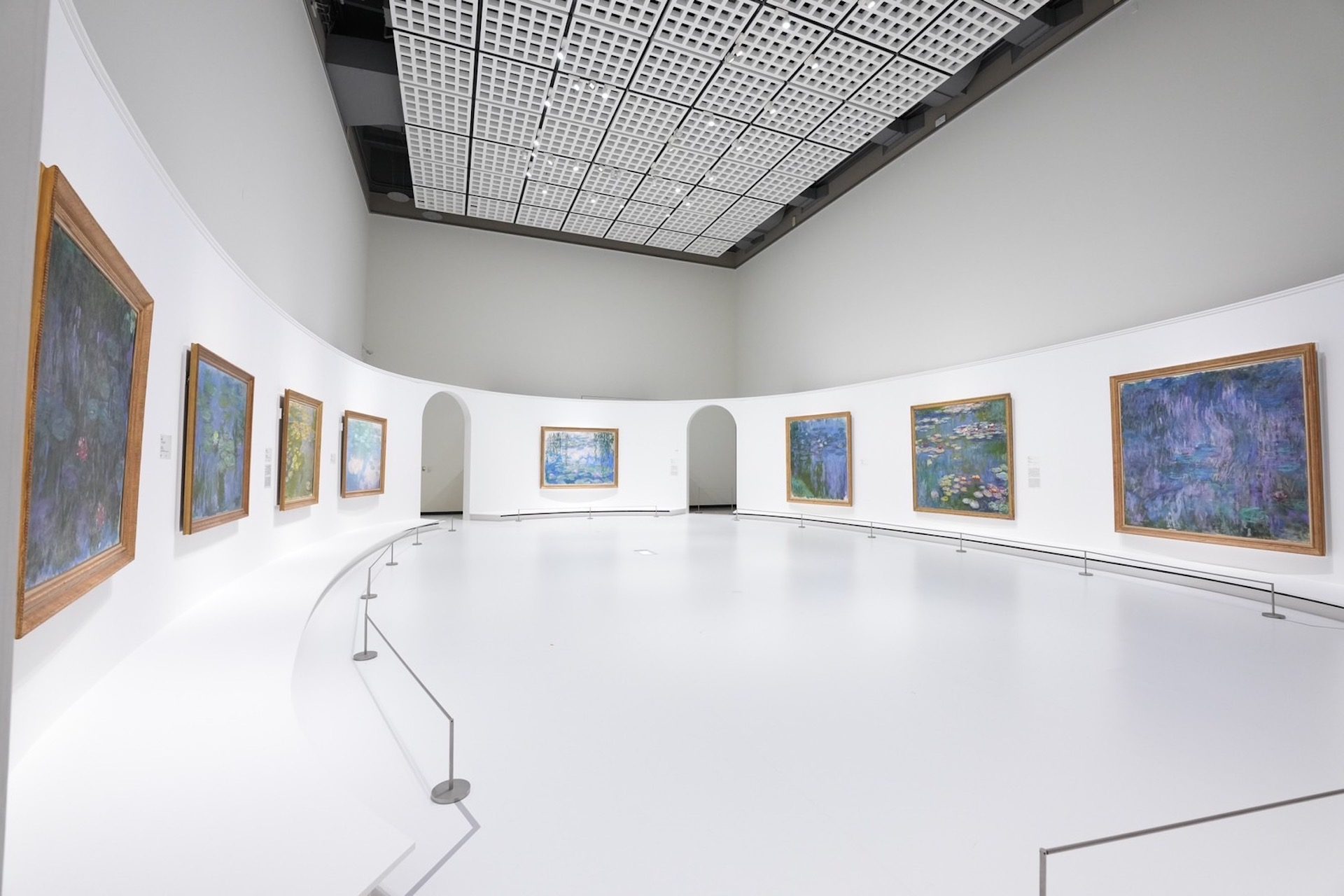 國立西洋美術館《莫內的睡蓮》展廳為橢圓形房間。（©NTV）