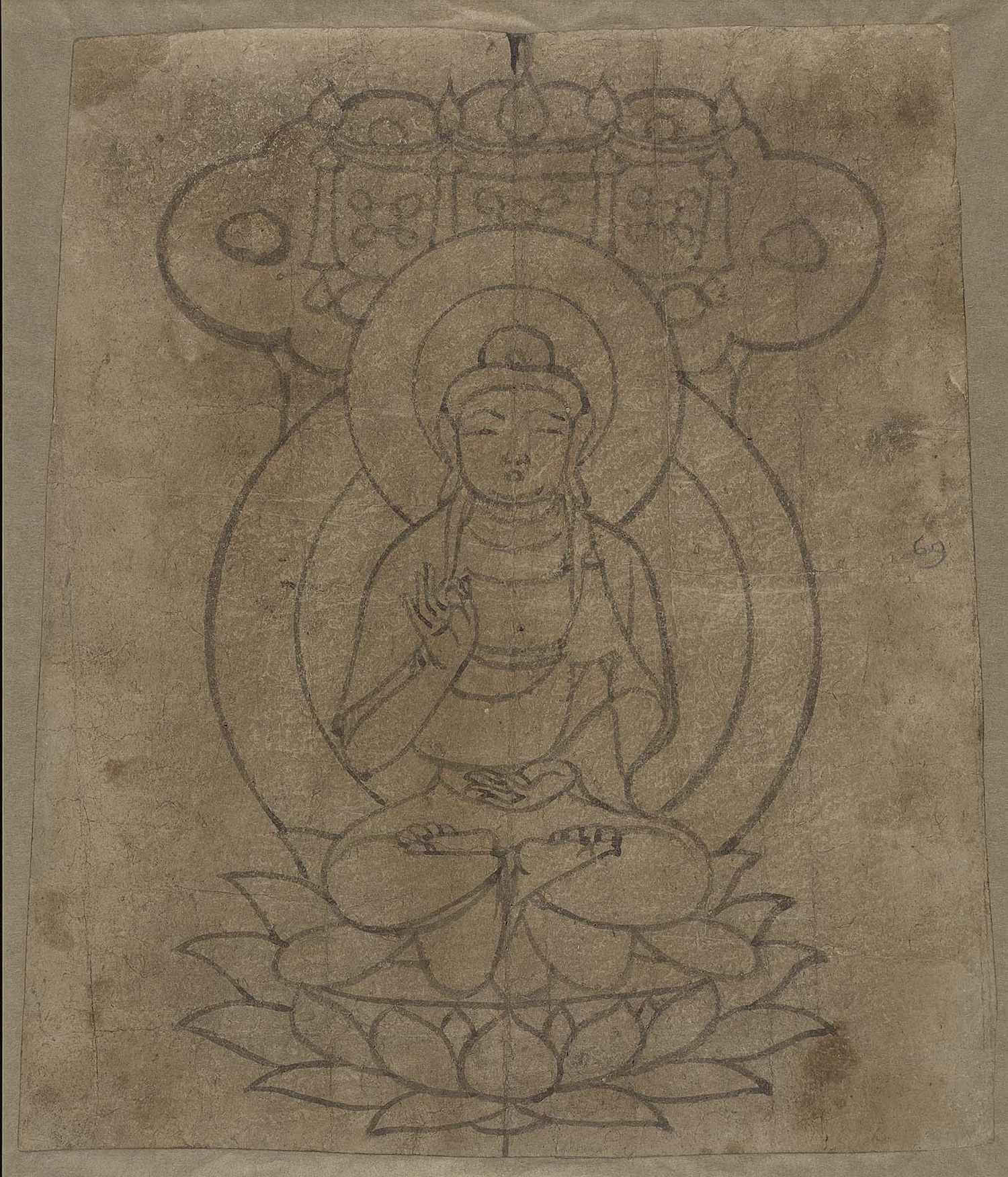 圖17 9至10世紀〈佛像粉本〉，大英博物館藏（編號IOL Tib J 1361）。©British Library Board
