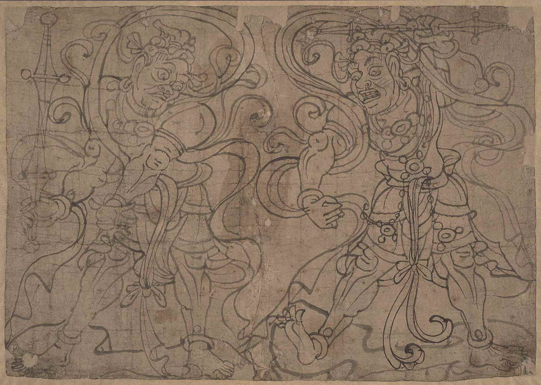 圖18 10世紀〈天王立像草圖〉，大英博物館藏（編號IOL Tib J 1363）。©British Library Board