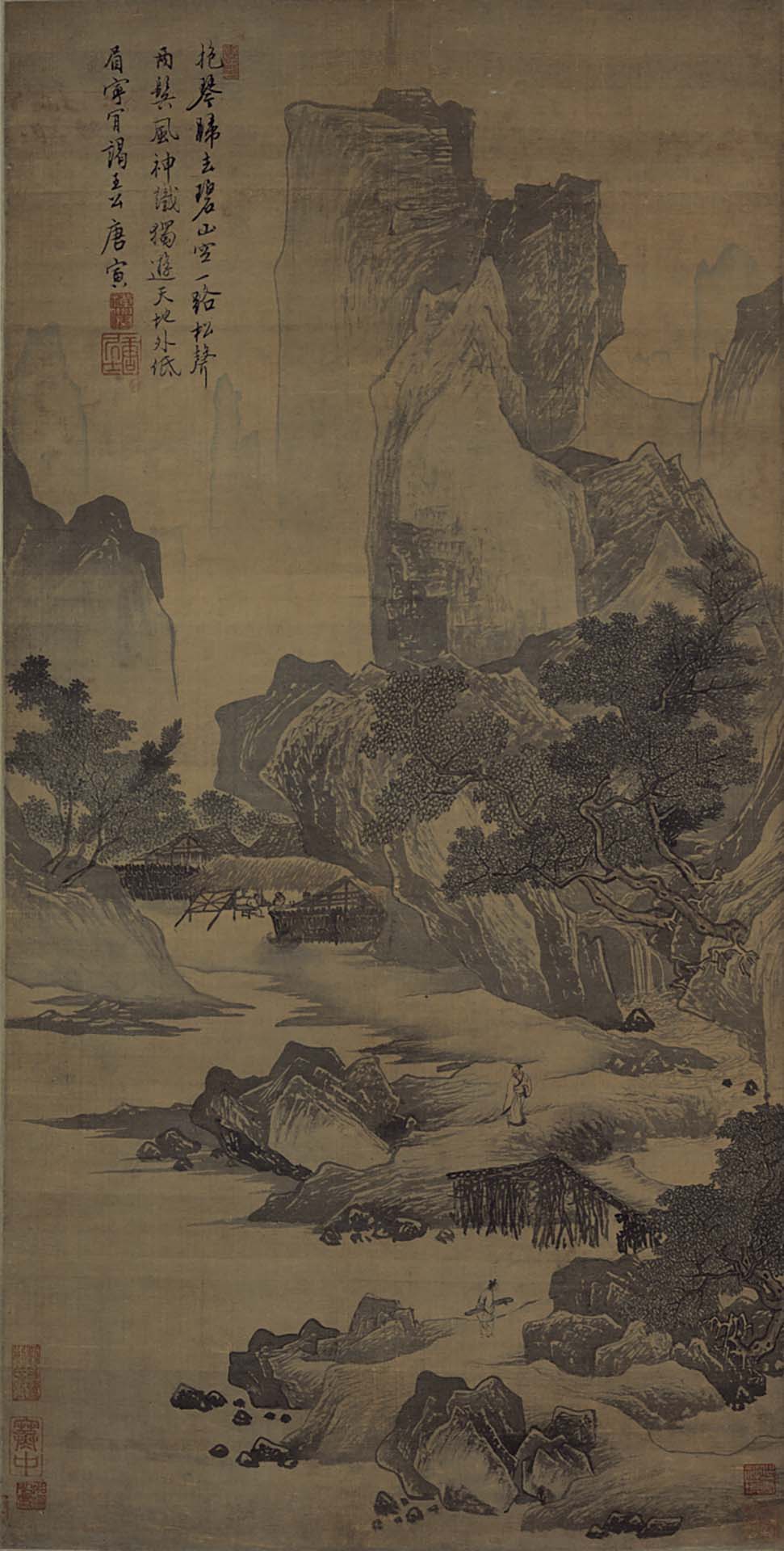 圖3 明 唐寅〈抱琴歸去圖〉，74.5×37.5公分，虛白齋藏品，香港藝術館藏。