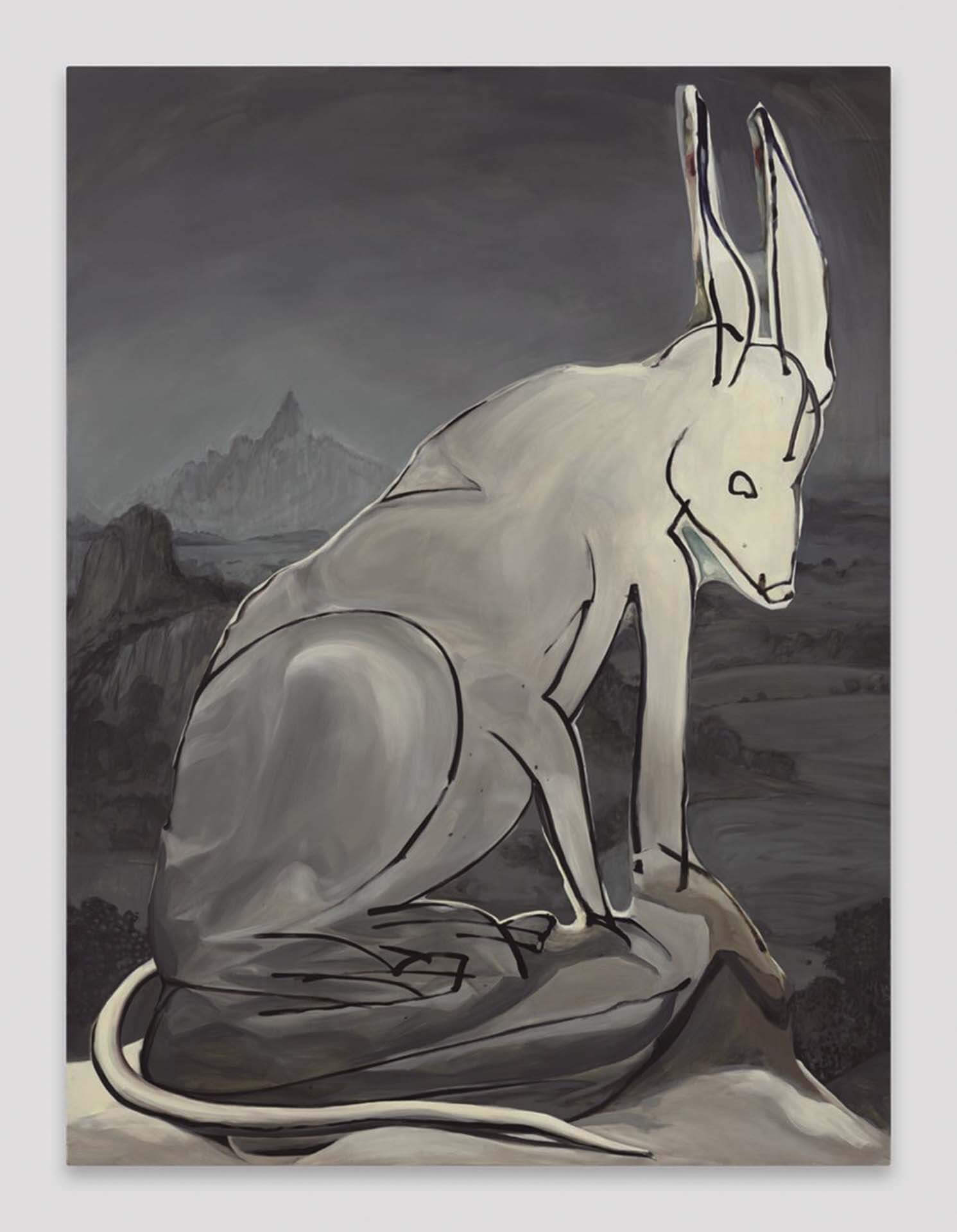 艾瑪．韋伯斯特，《偶像（犬） Idol (dog)》，亞麻布面油畫，243.8×182.9 cm，2025。（攝影／Marten Elder，貝浩登提供）