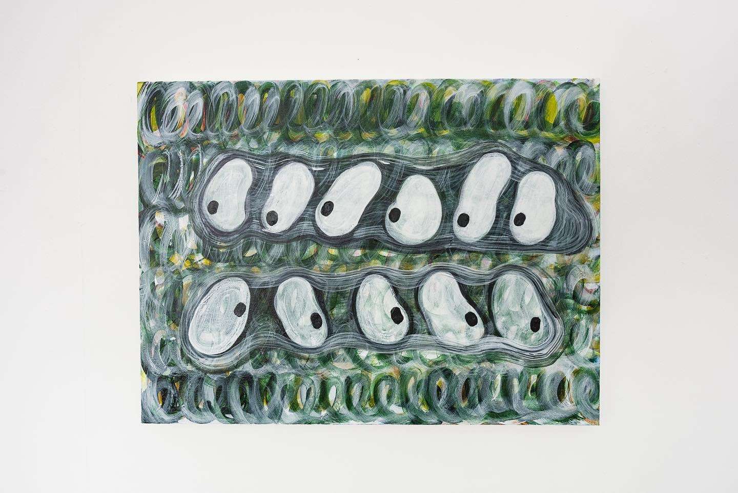 蕭筑方《東張西望東張西望》，壓克力顏料、畫布，45.7 x 60.9 x 3.5 cm，2023。（就在藝術空間提供）