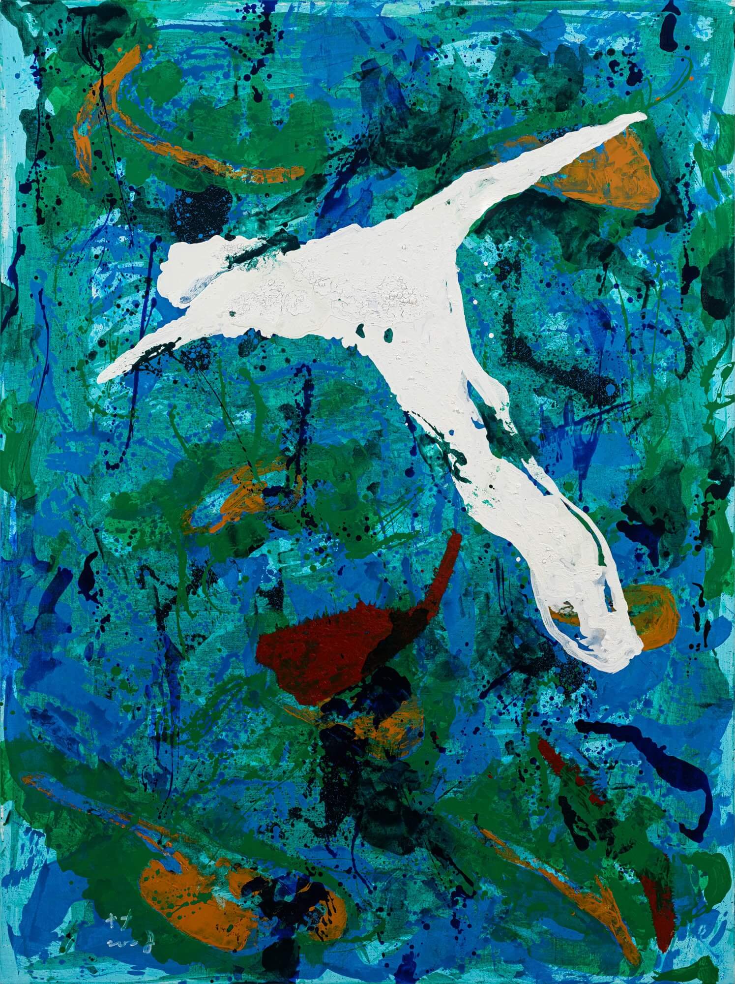 葉竹盛，《海洋・生態03》，2008，色粉、壓克力，194×260×6cm（200F）。（本事藝術提供）
