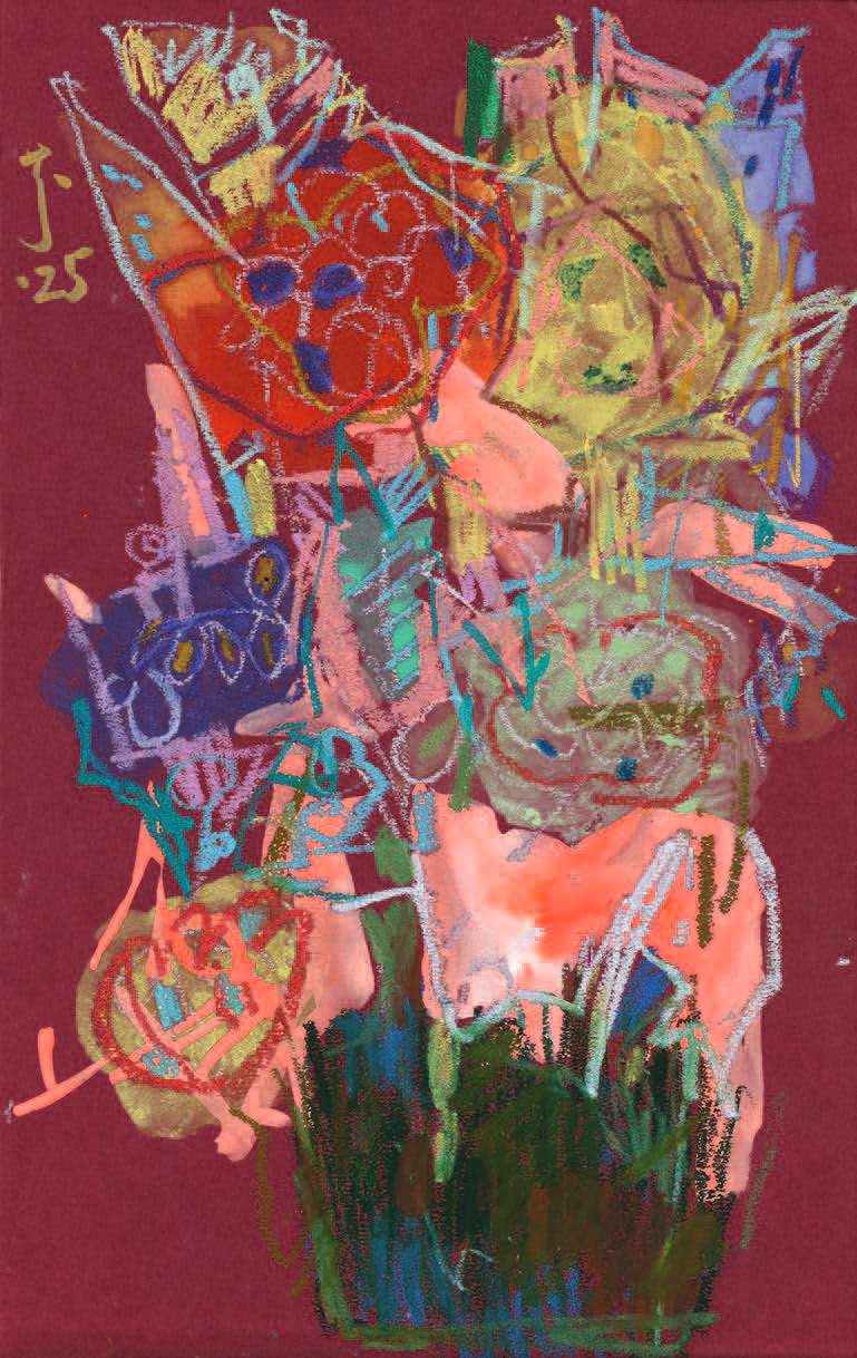 《繡幕引薰風》，混合媒材，30 × 19 cm，2025。（藝術家提供）