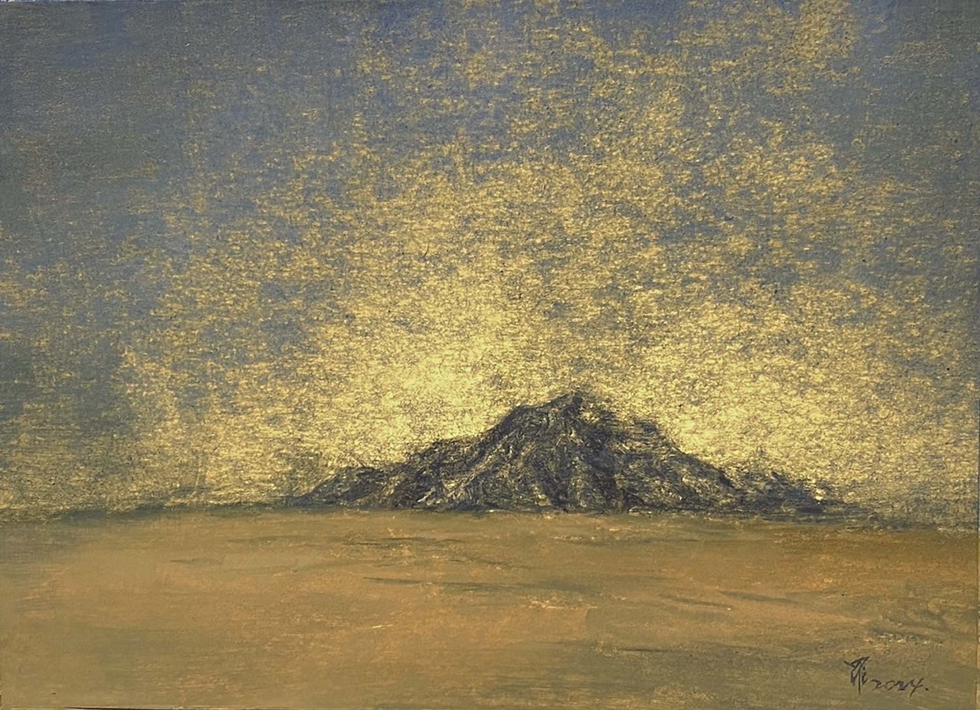 乙皮畫廊 羅盈嘉，《念山 #19》， 顏料、金潛版，24×33 cm，2024。（台南藝術博覽會提供）