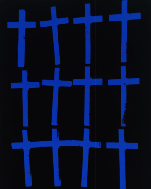 Andy Warhol，Twelve Crosses，linen、silkscreen、acrylic，1981-1982。&nbsp;©Wikiart