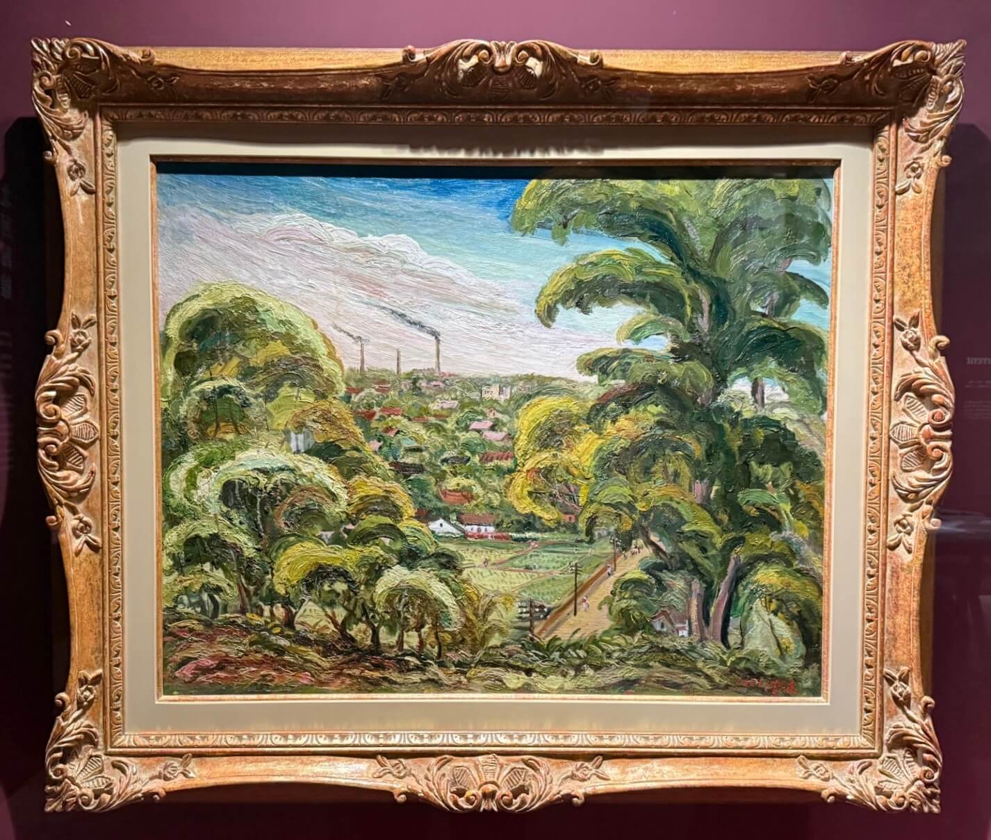 國立臺灣博物館與陳澄波文化基金會共同策劃「走揣・咱的所在－陳澄波百三特展」展覽現場。圖為陳澄波，《展望諸羅城》，1934年，畫布油彩，73×91公分，嘉義市立美術館典藏。（攝影／朱佑霖）
