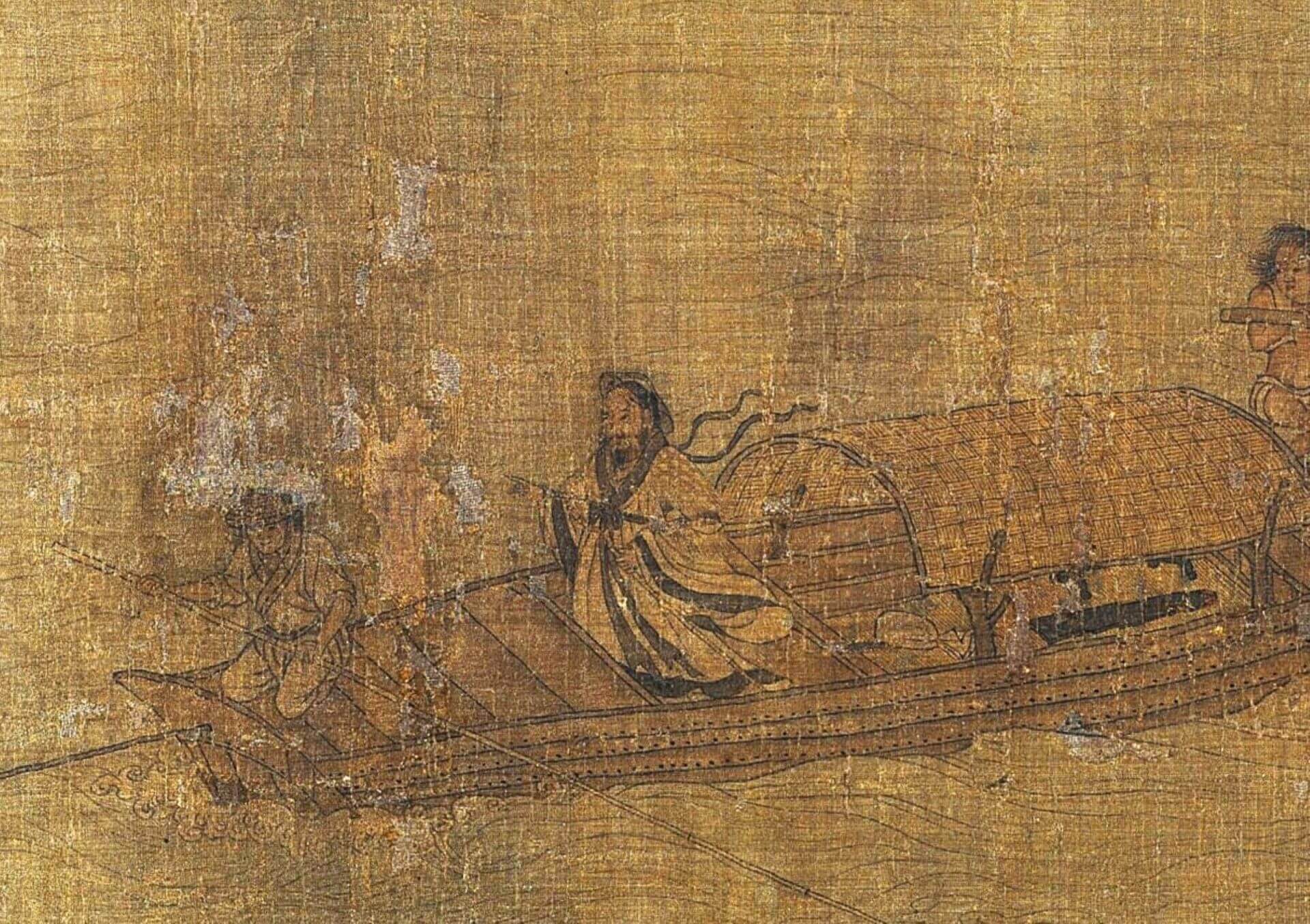 北宋（傳）李公麟《陶淵明歸隱圖（Tao Yuanming Returning to Seclusion）》（局部），絹本設色，37.0× 521.5公分，美國華盛頓弗利爾美術館藏。（©弗利爾美術館）