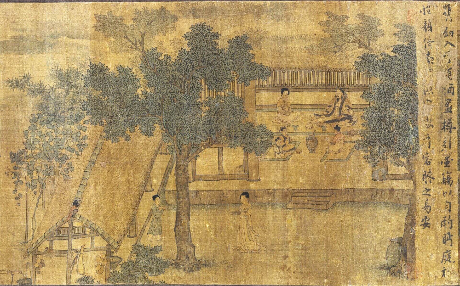 場景2｜北宋（傳）李公麟《陶淵明歸隱圖》局部，絹本設色，37.0× 521.5公分，美國華盛頓弗利爾美術館藏。（©弗利爾美術館）