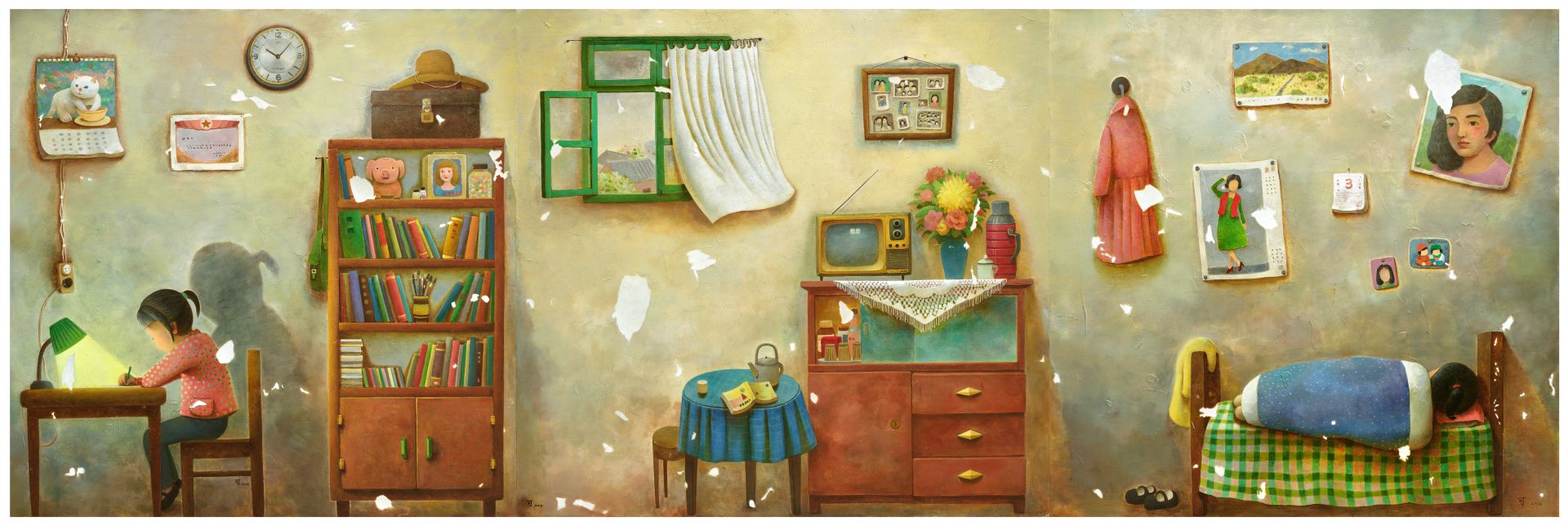 陳可,《昨天的我,明天的你》,油彩、畫布,整體 200.5 × 611 cm,2012。估價待詢。(佳士得提供)