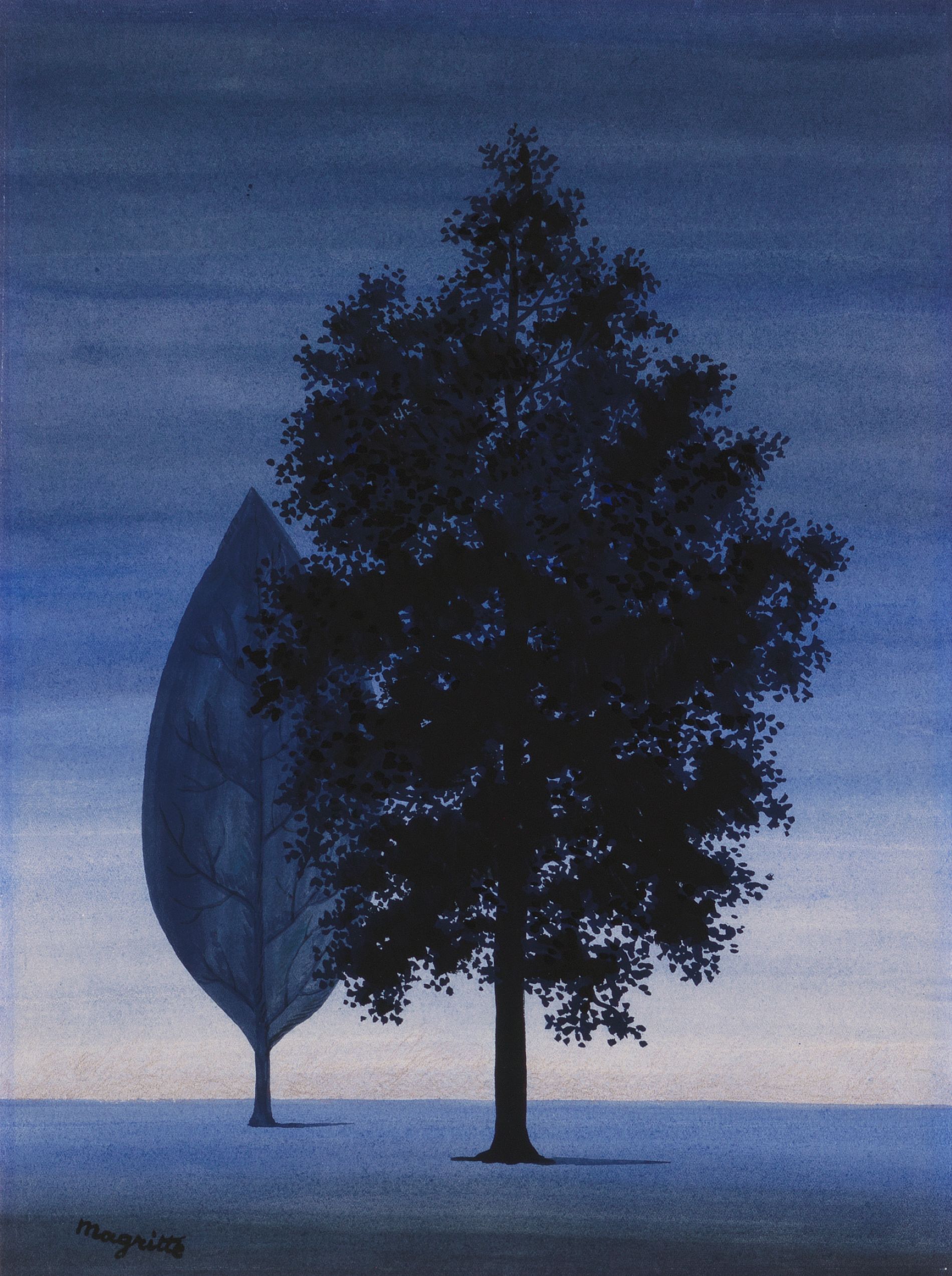 雷尼.馬格利特,《千里眼》,粉彩、水彩、設色鉛筆、紙本,36 × 26.8 cm,約1962年作。估價:15,000,000-25,000,000港元。(佳士得提供)