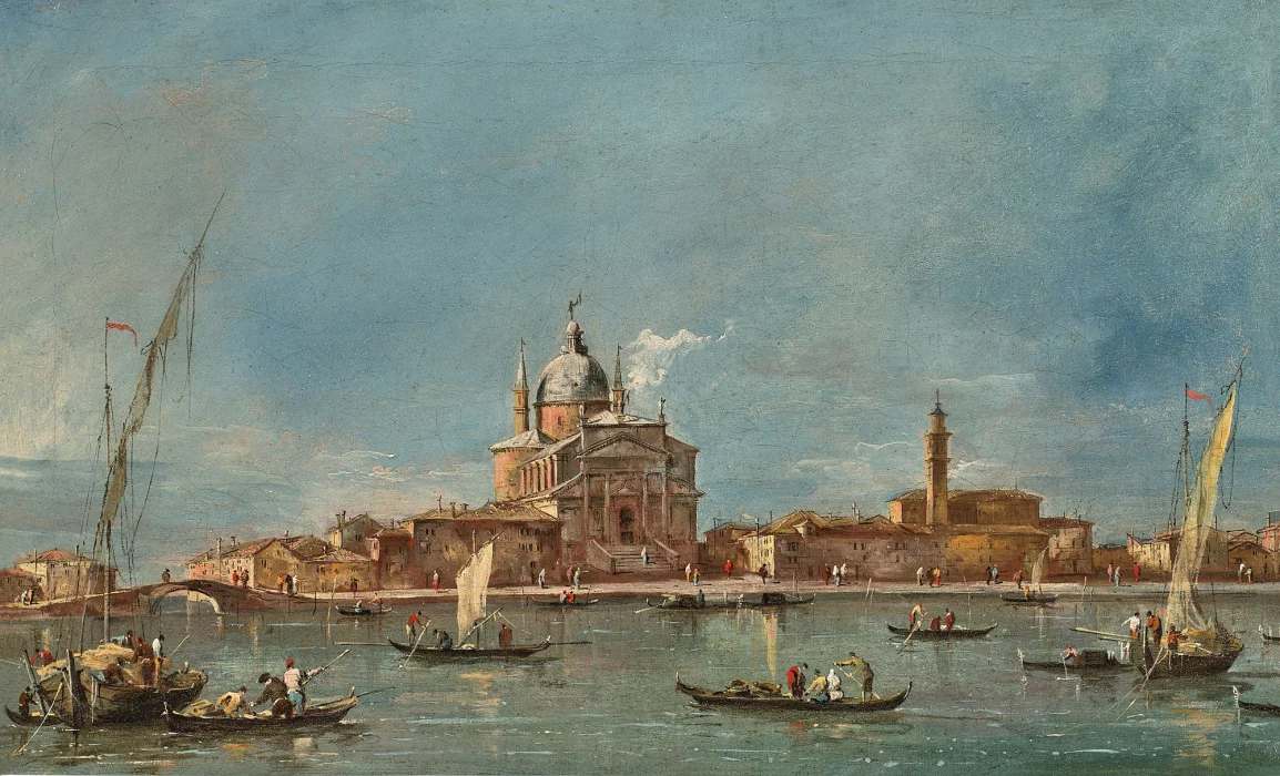 瓜爾迪(Francesco Guardi)的畫作《威尼斯救主堂景》(Venice, A View of the Church of the Redentore),圖片來源:蘇富比