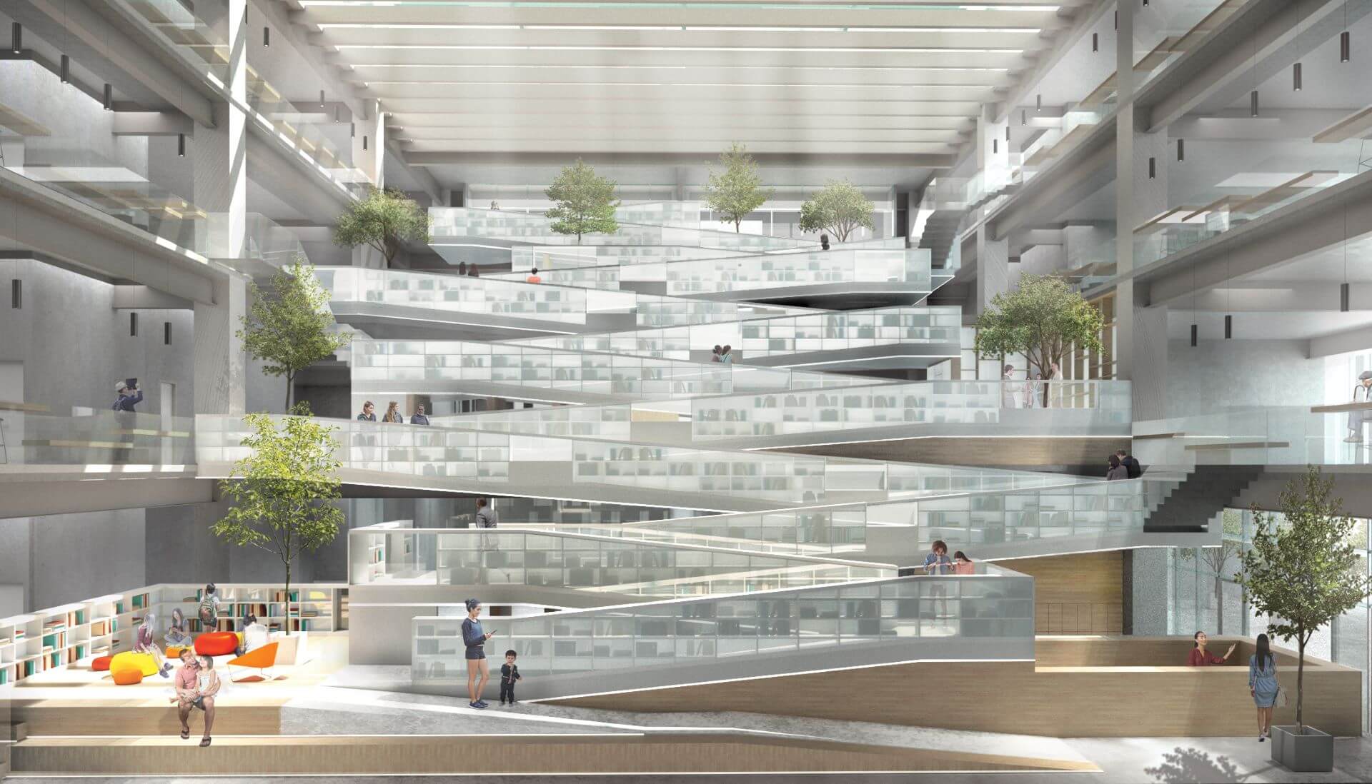 《書山 – 國家圖書館南部分館暨典藏中心》，參展者：九典聯合建築師事務所、CRA Carlo Ratti Associati。（國立臺灣美術館提供）