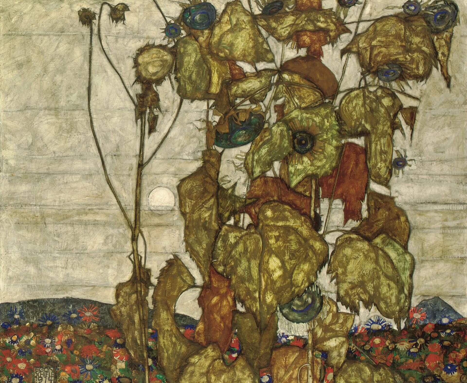 埃貢．席勒（Egon Schiele, 1890–1918），《秋日陽光》（Herbstsonne），1914。（©Christie’s）