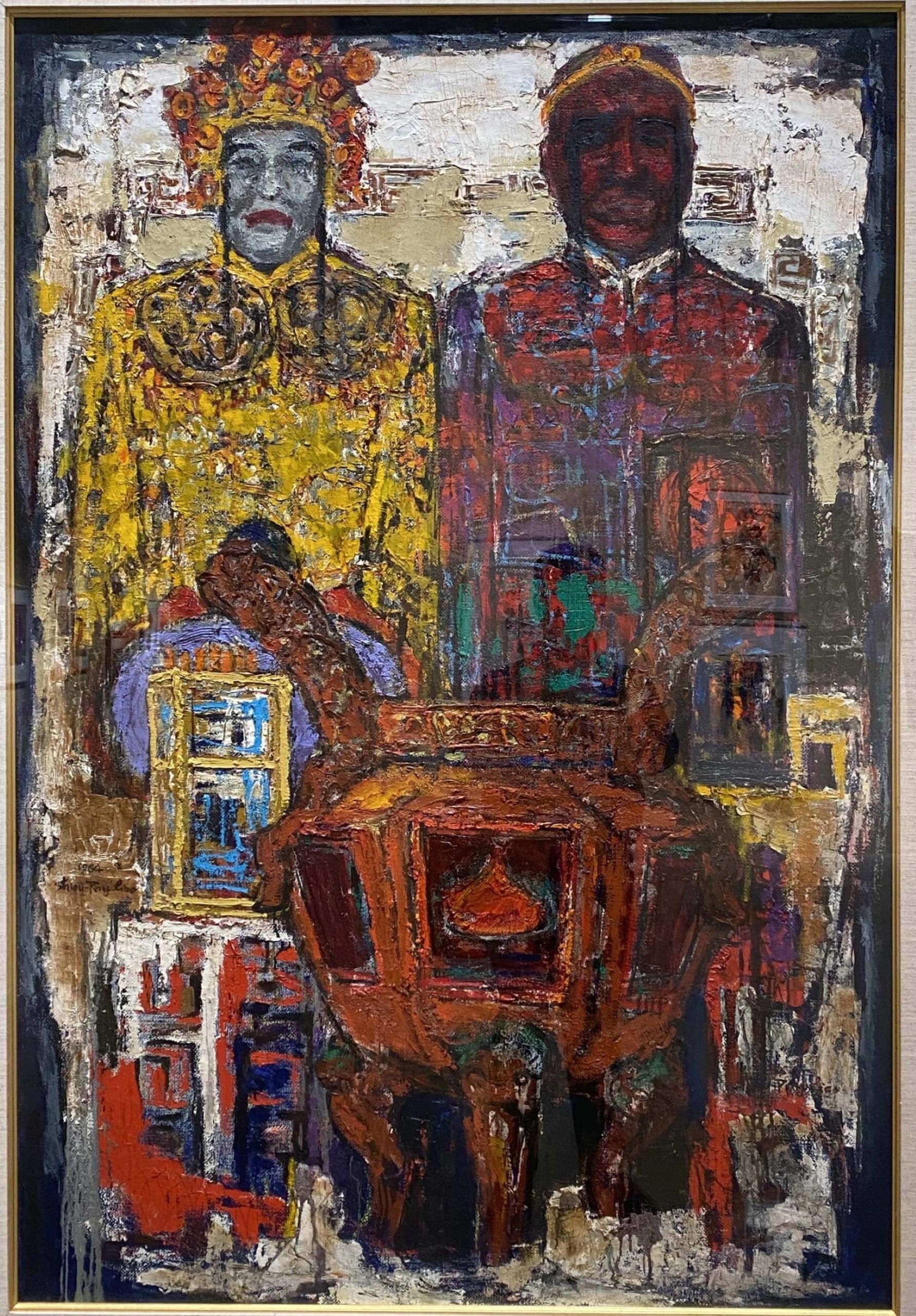 廖修平，《廟神（二）》，1964，油畫。（攝影／李孟學）