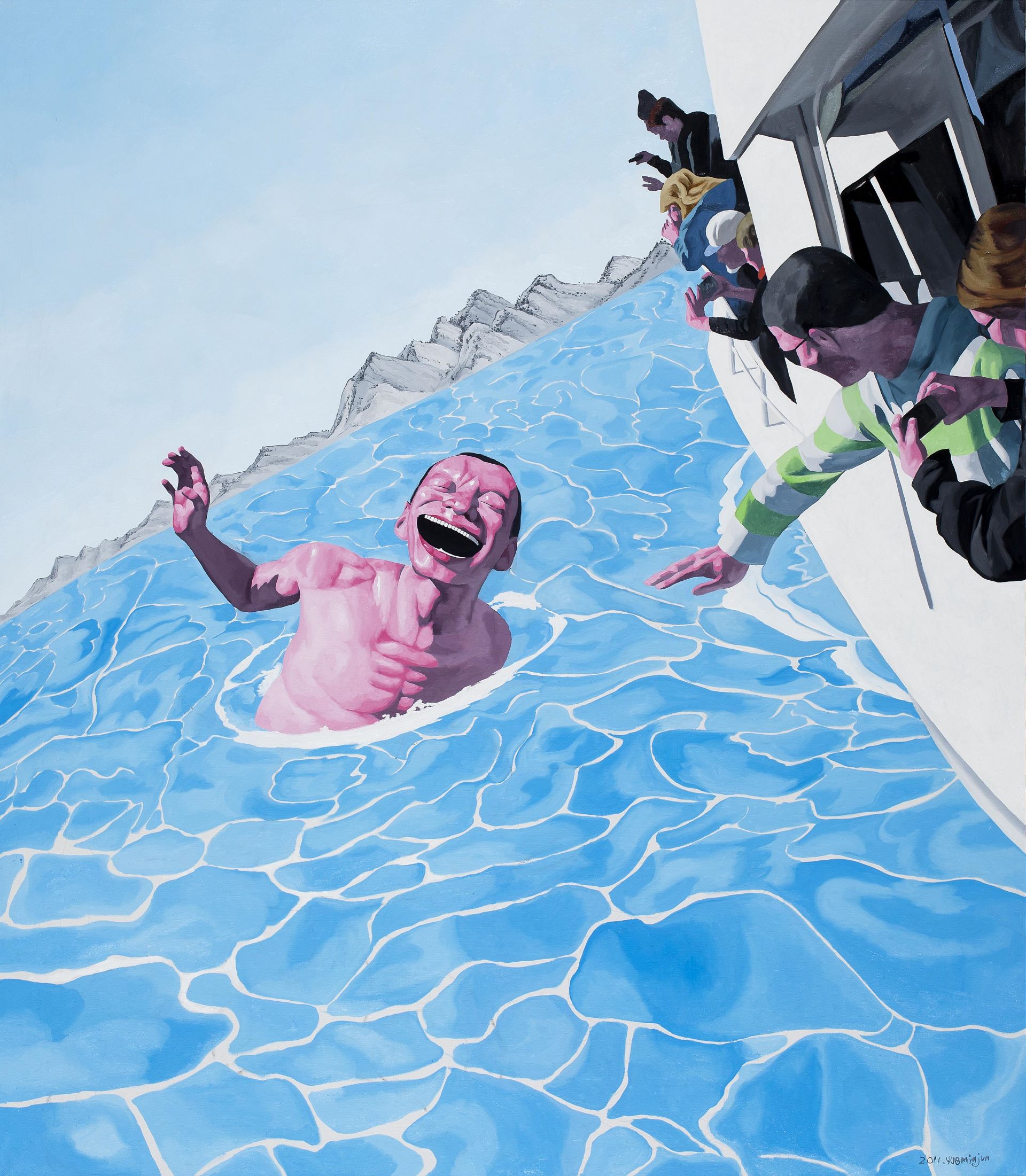岳敏君，《大海》，布面油畫，230 × 200 cm，2011。（當代唐人藝術中心提供）