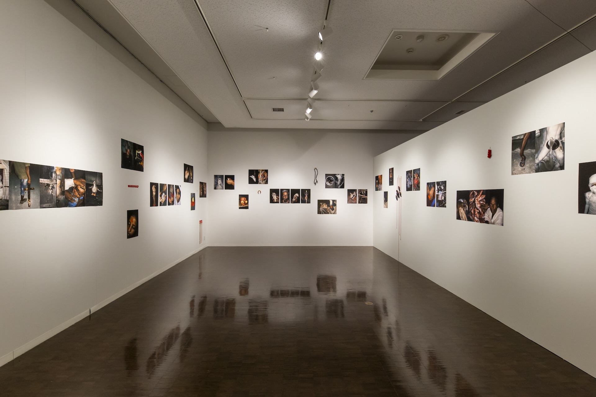 圖為 Vinod Venkapalli 的《缺席之中》於 KG+ SELECT 展出一景。作品以殘缺身體與恆河遺體影像，呈現神祇遠離後的荒蕪景象，深刻質疑信仰崩解後生命的意義與存在方式。（攝影／Yuki Nakazawa，京都國際攝影節提供…