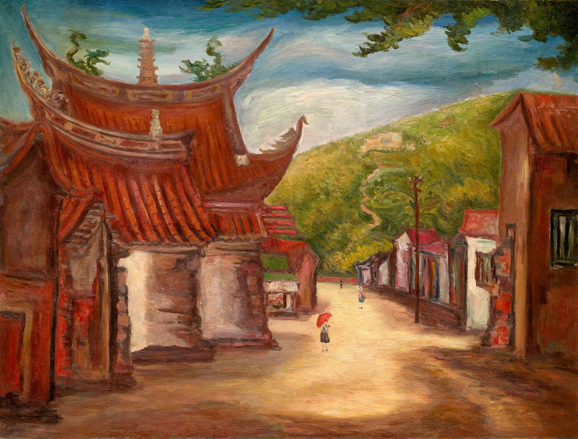 陳澄波《古廟》，1938，油彩畫布，97×130公分，私人收藏。（李梅樹紀念館提供）