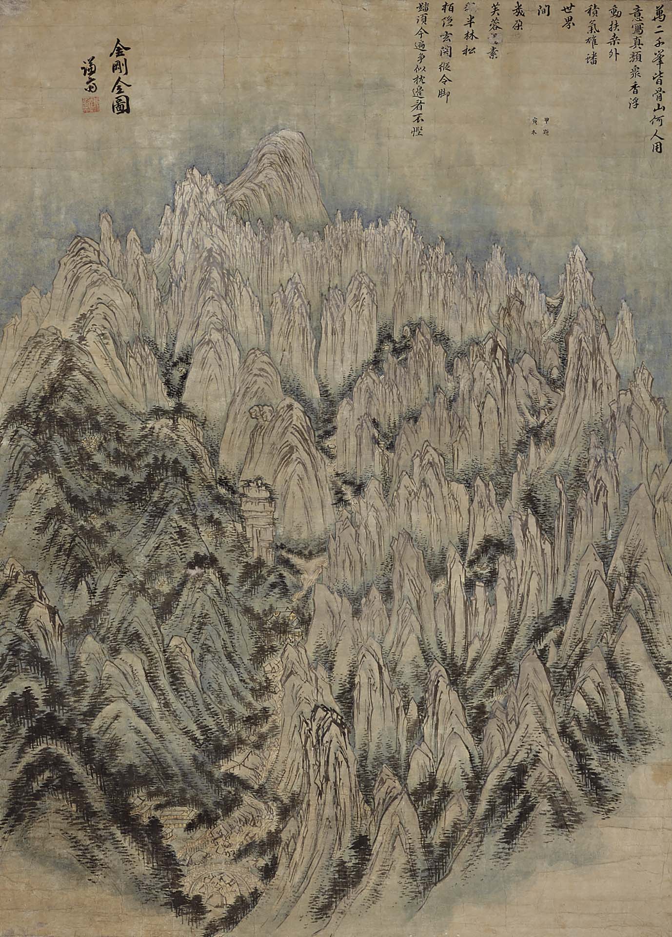 圖3 朝鮮時代18世紀中葉 鄭敾《金剛全圖》，紙本水墨淡彩，130.8×94.5公分，私人收藏，圖／湖巖美術館。