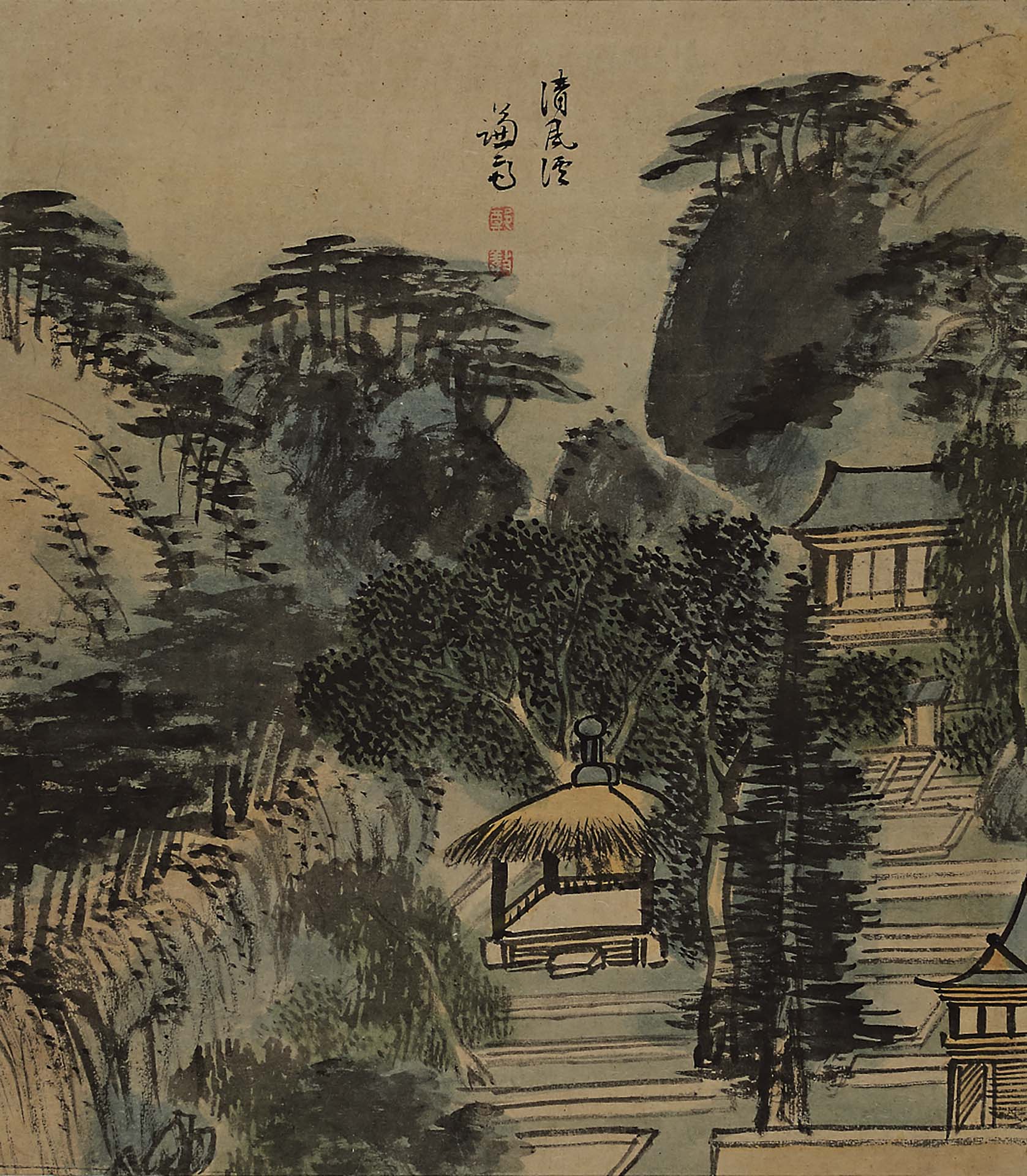 圖8 朝鮮時代 鄭敾1756年作《壯洞八景帖．清風溪》，紙本水墨淡彩，33.7×29.5公分，澗松美術文化財團藏，圖／湖巖美術館。