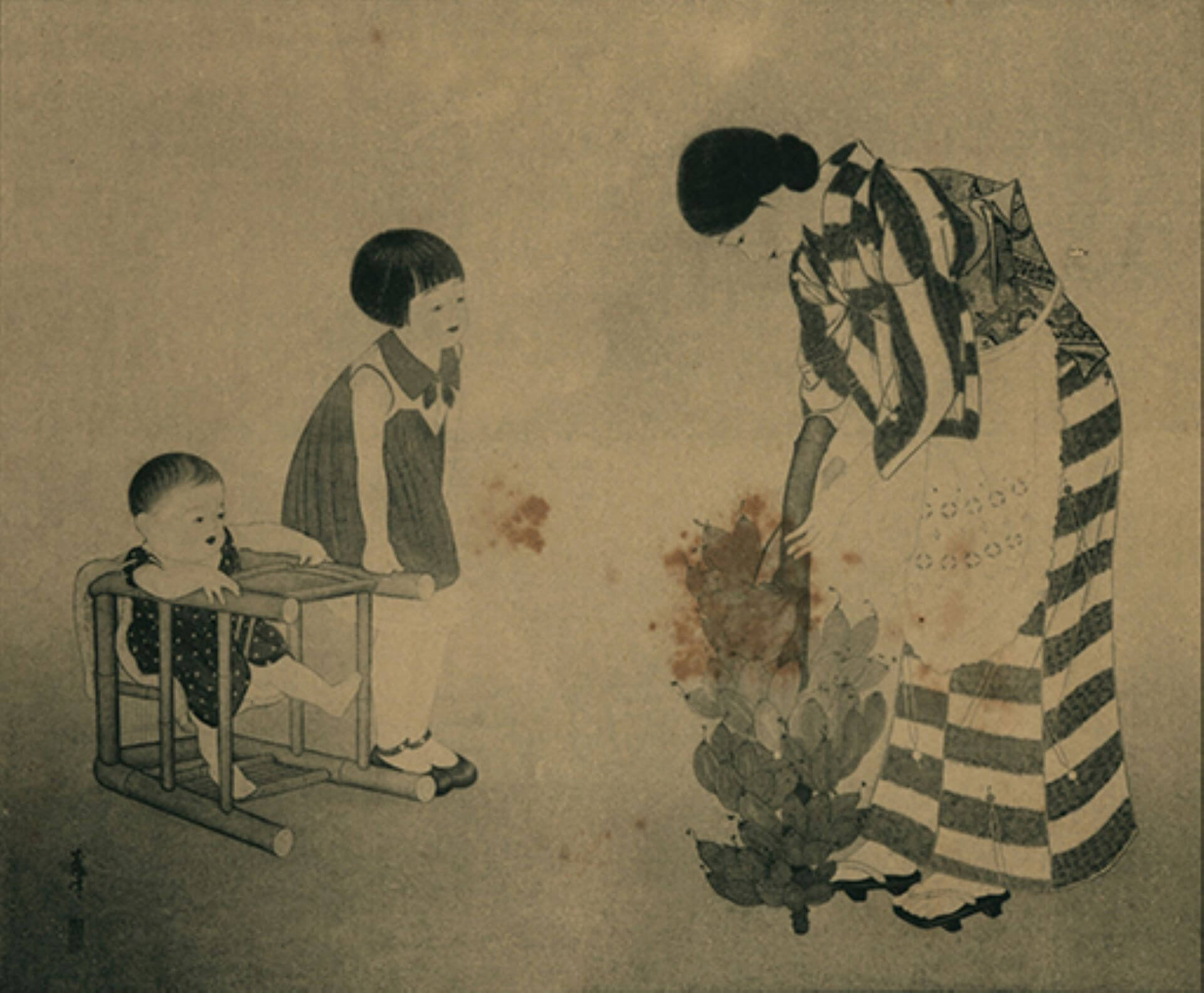 貴田成峰，〈後園の果實〉黑白照片，原作入選1935年第九回臺展（名單之後：臺府展史料庫）
