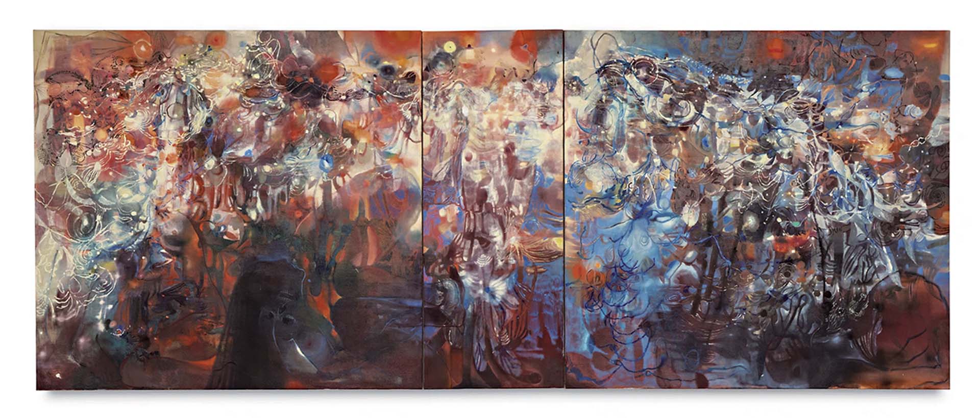 李黑地 | Of Mercy to Shelter and Shield 油彩、亞麻布 1397.3×355 cm 2024（©李黑地， Photo courtesy Michael Kohn Gallery）