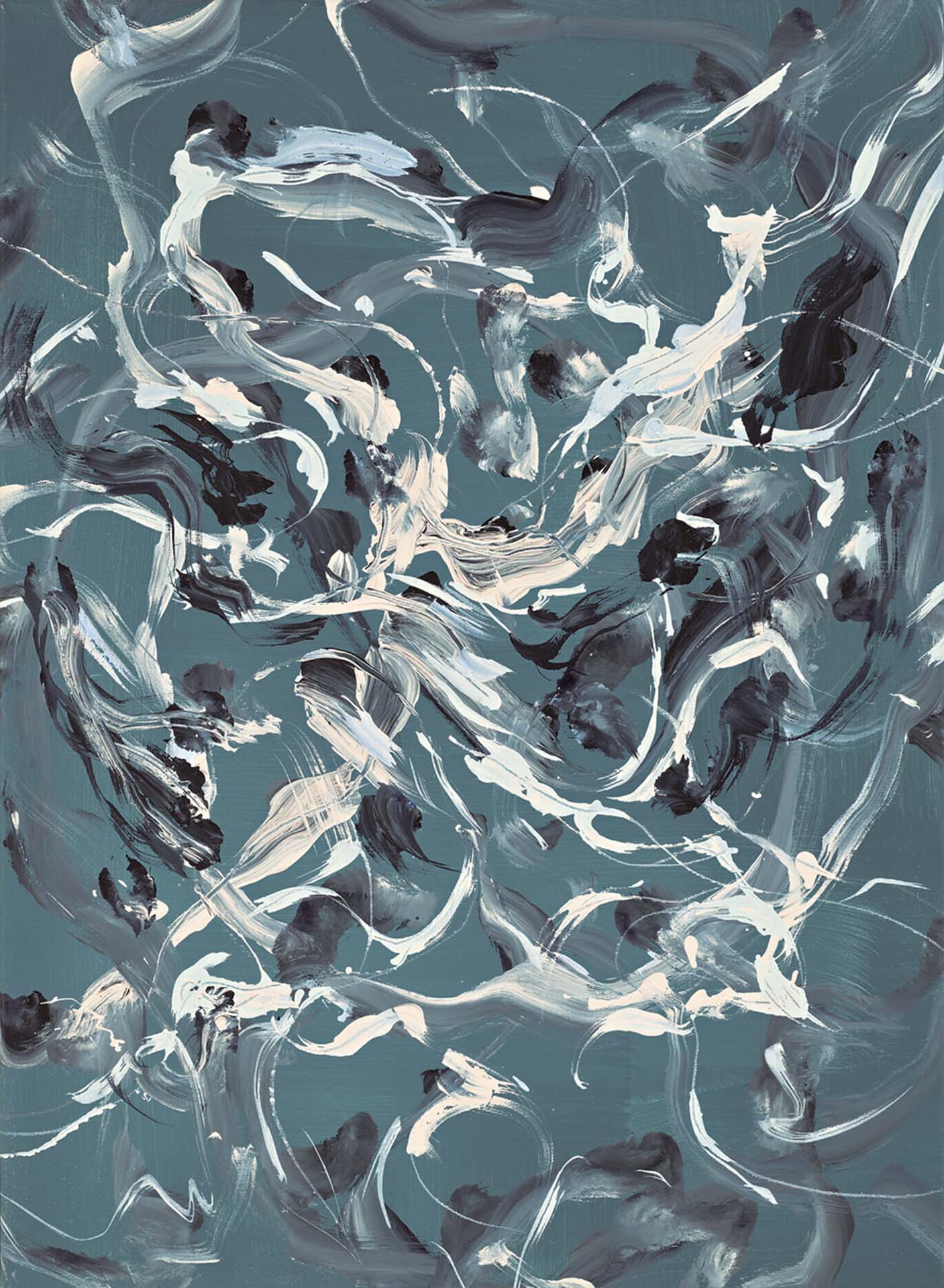 鍾愫君,《習作33(Study 33)》,壓克力、畫布、D.O.U.G._4訂製機器人系統,82×59 cm,2024。(© Christie’s Images Ltd. 2025)