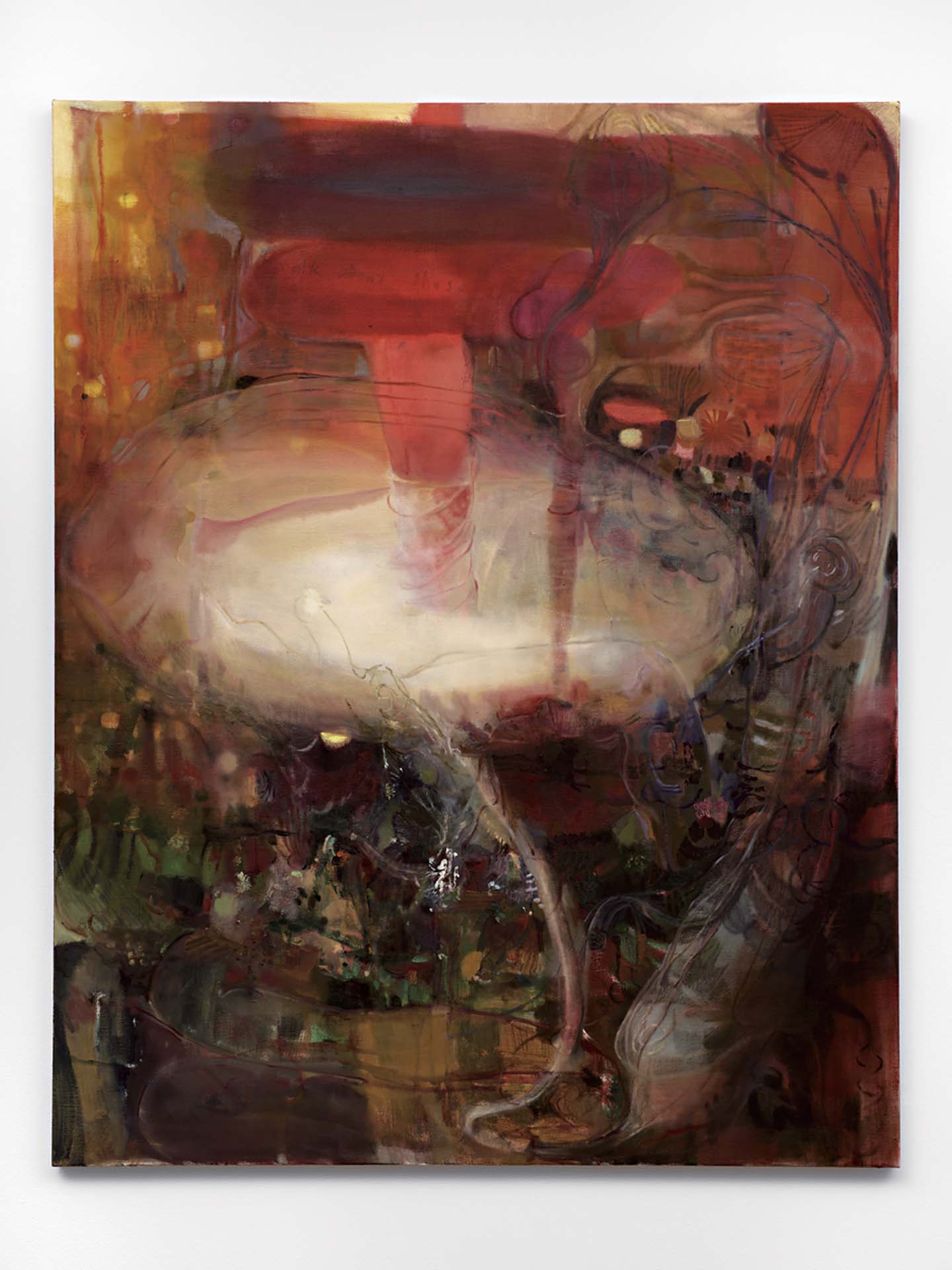 李黑地 | 怪獸就在我們之間 油彩、畫布 120×150 cm 2025（© 李黑地，Photo courtesy Pace Gallery）