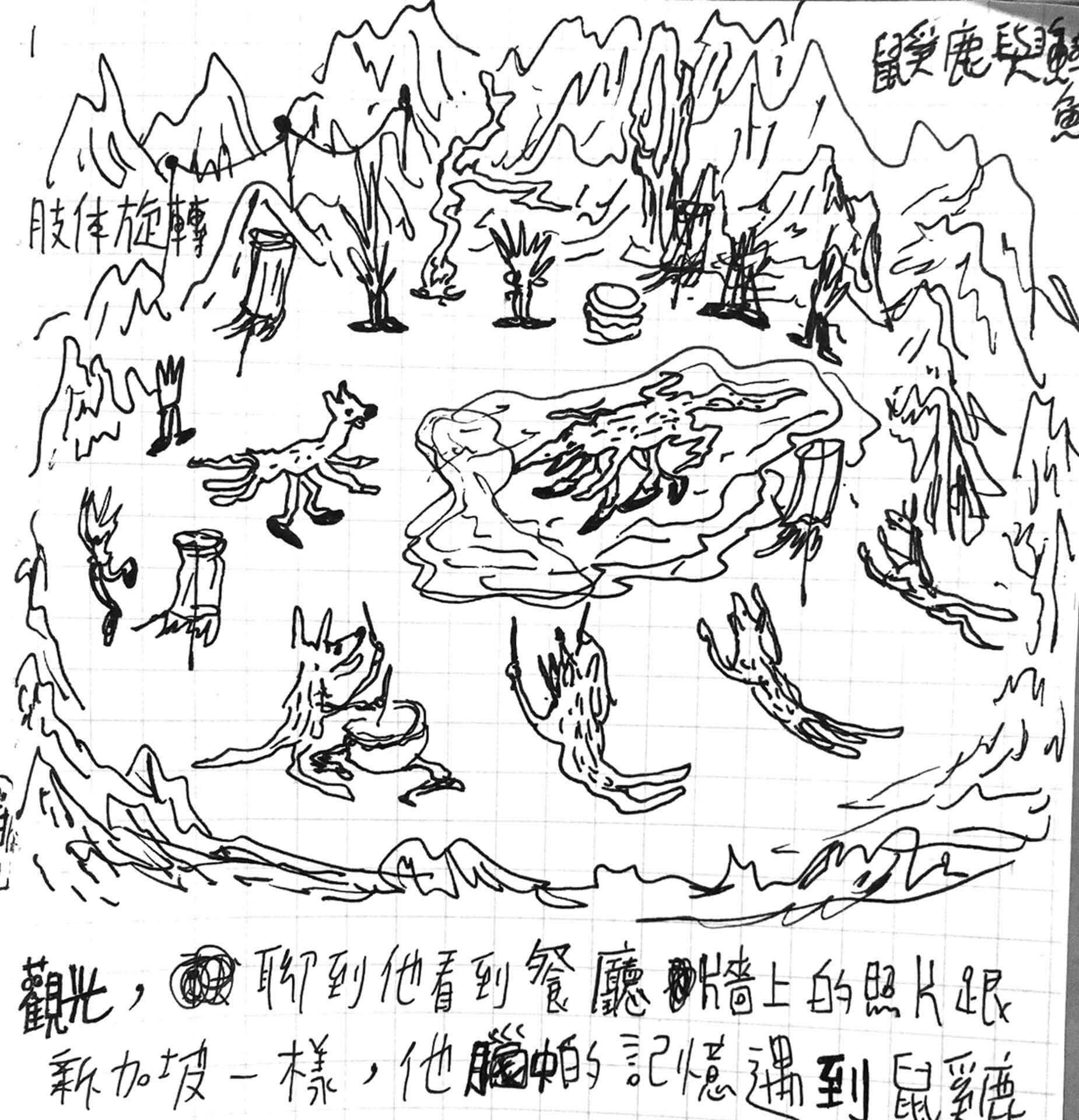 《動物故事系列》的手稿原型。（張徐展提供）