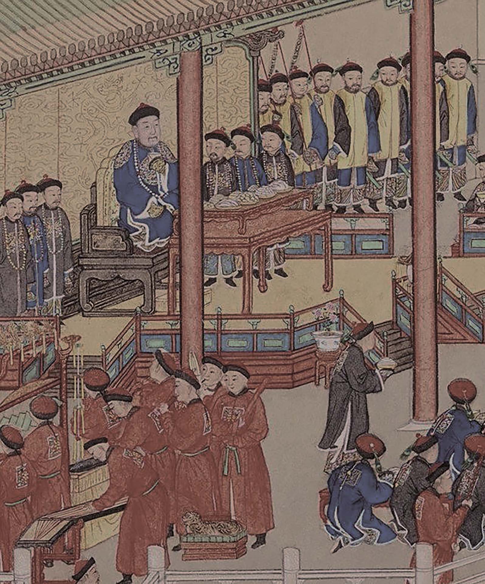 圖2 清 姚文瀚〈紫光閣賜宴圖〉中乾隆皇帝御座。