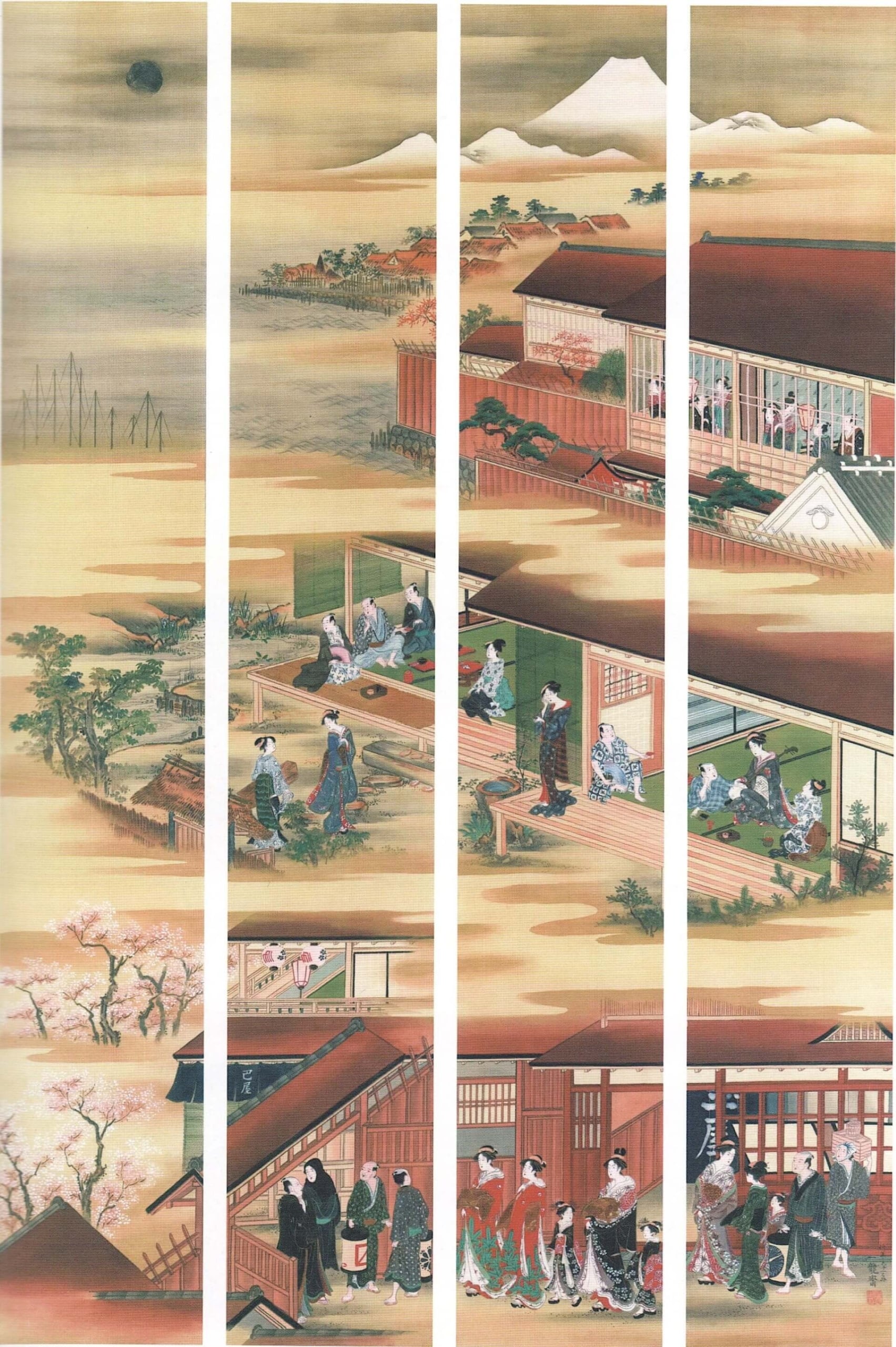歌川豐春《四季三遊里風俗圖》，1795，私人收藏。（翻攝自：《特別展「蔦屋重三郎 文化內容產業的風雲兒」》）